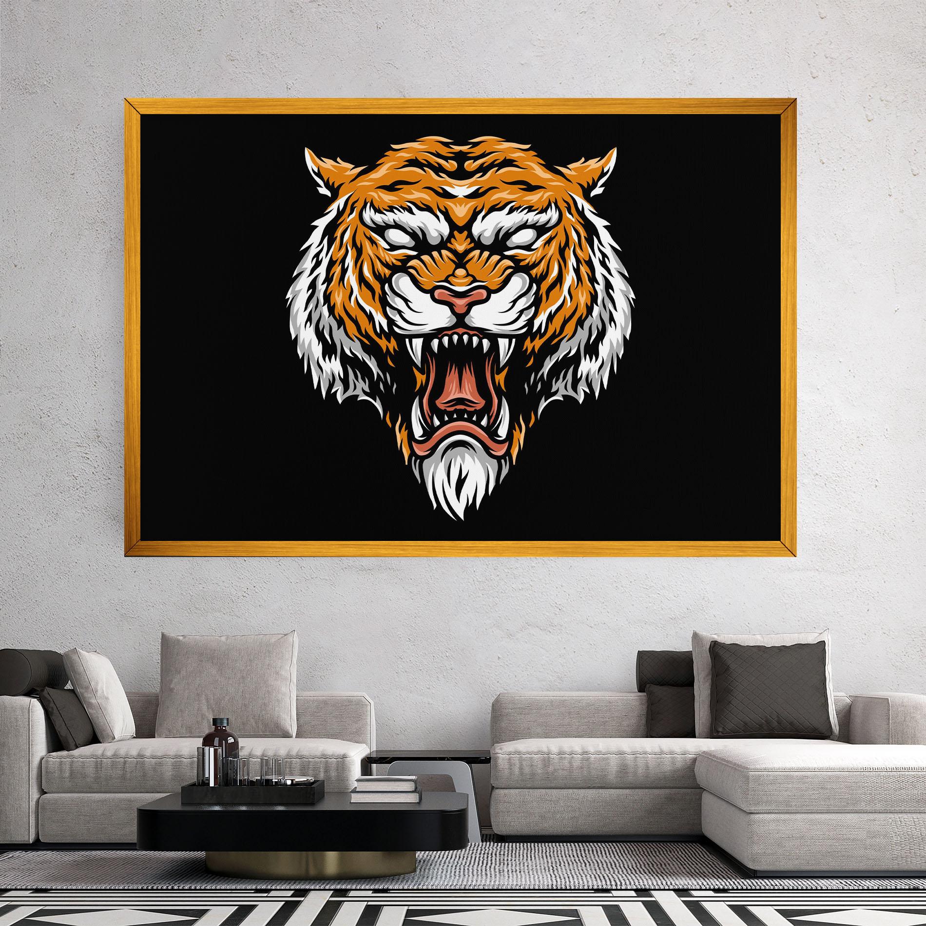 Картина на платно Angry Orange Tiger mockup 2