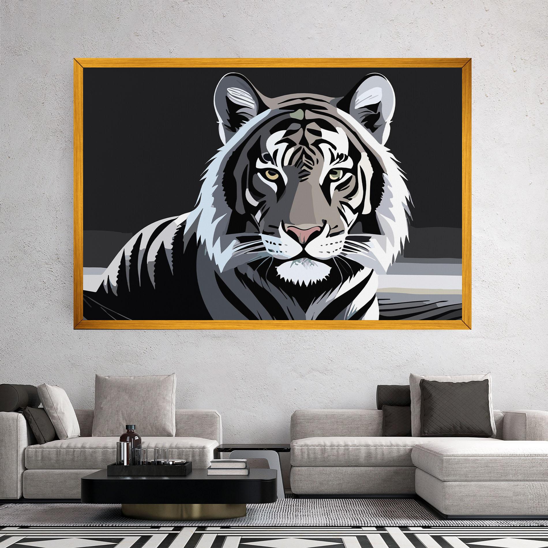 Картина на платно White Grey Tiger mockup 2