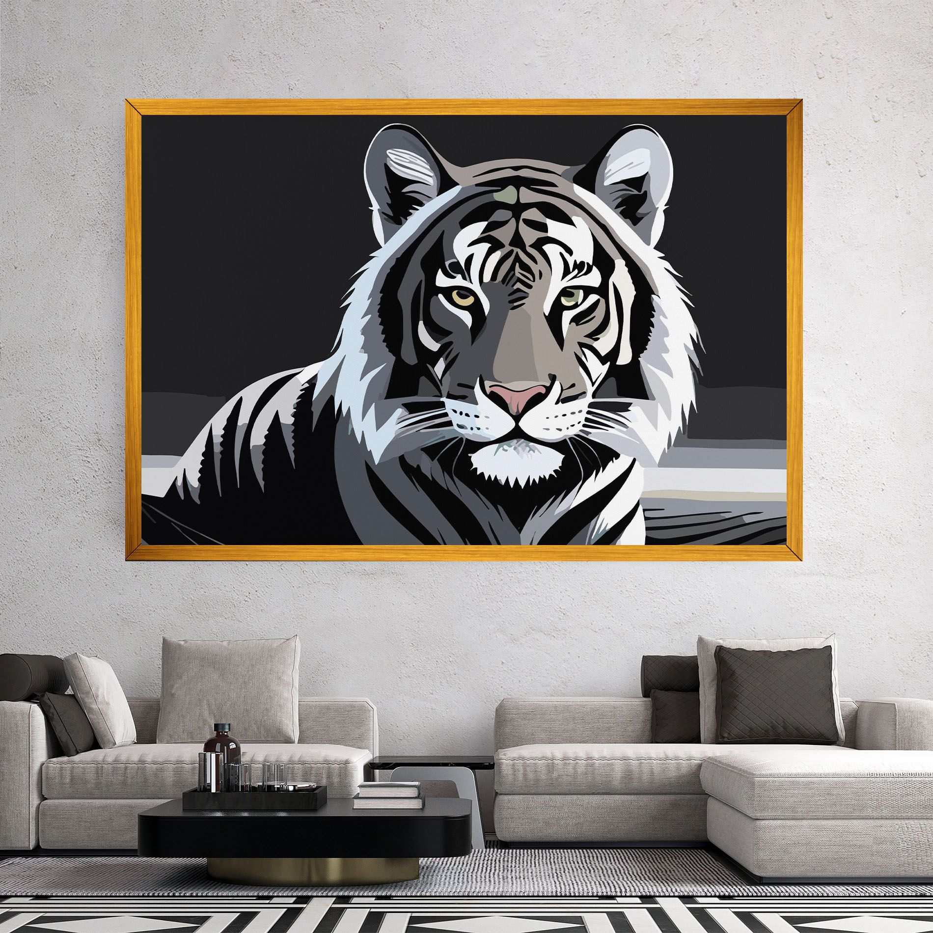 White Grey Tiger mockup 2