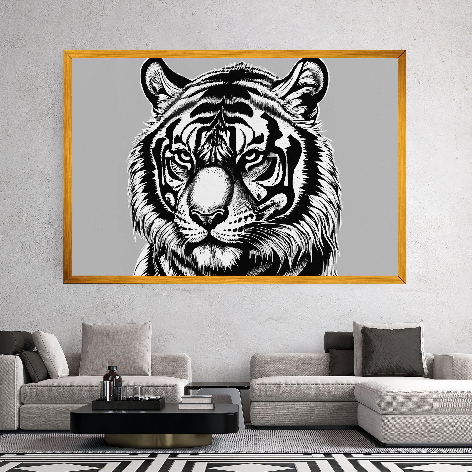 Картина на платно White Tiger Grey mockup 2