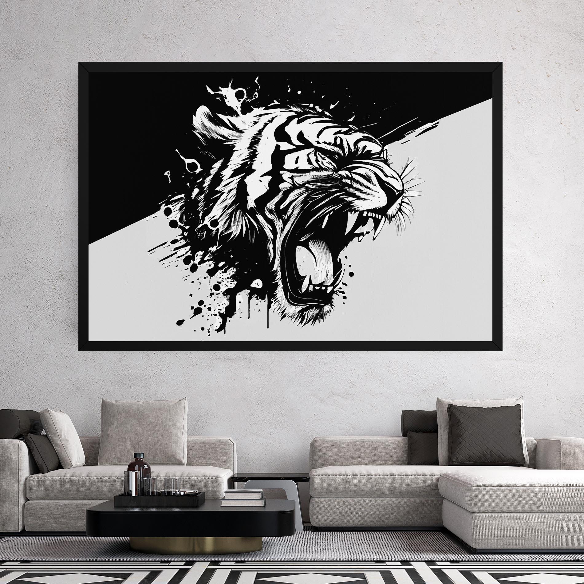 Картина на платно Black Grey Tiger mockup 2