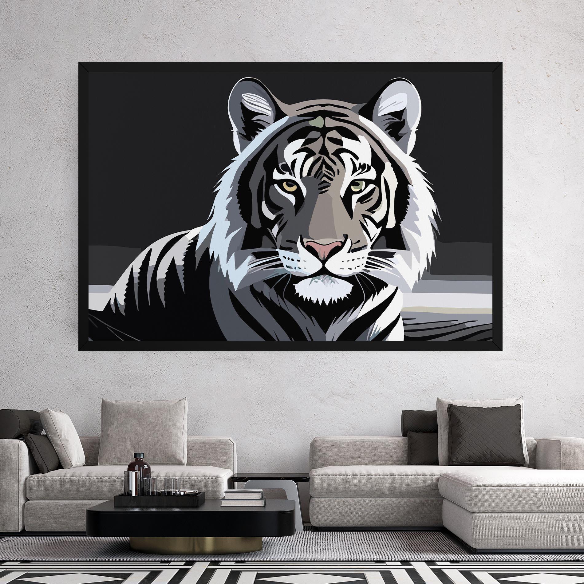 Картина на платно White Grey Tiger mockup 2