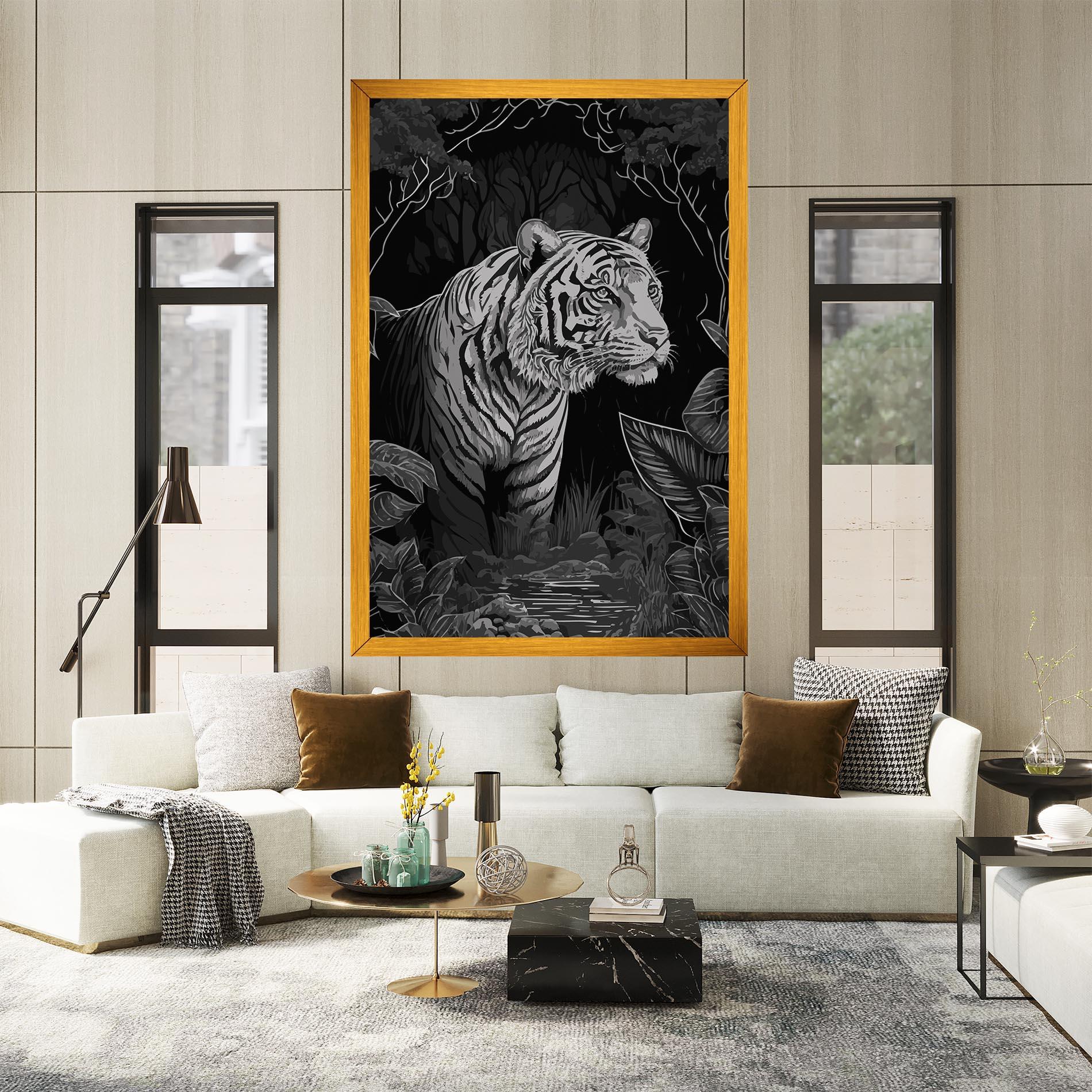 Картина на платно Grey Tiger mockup 2