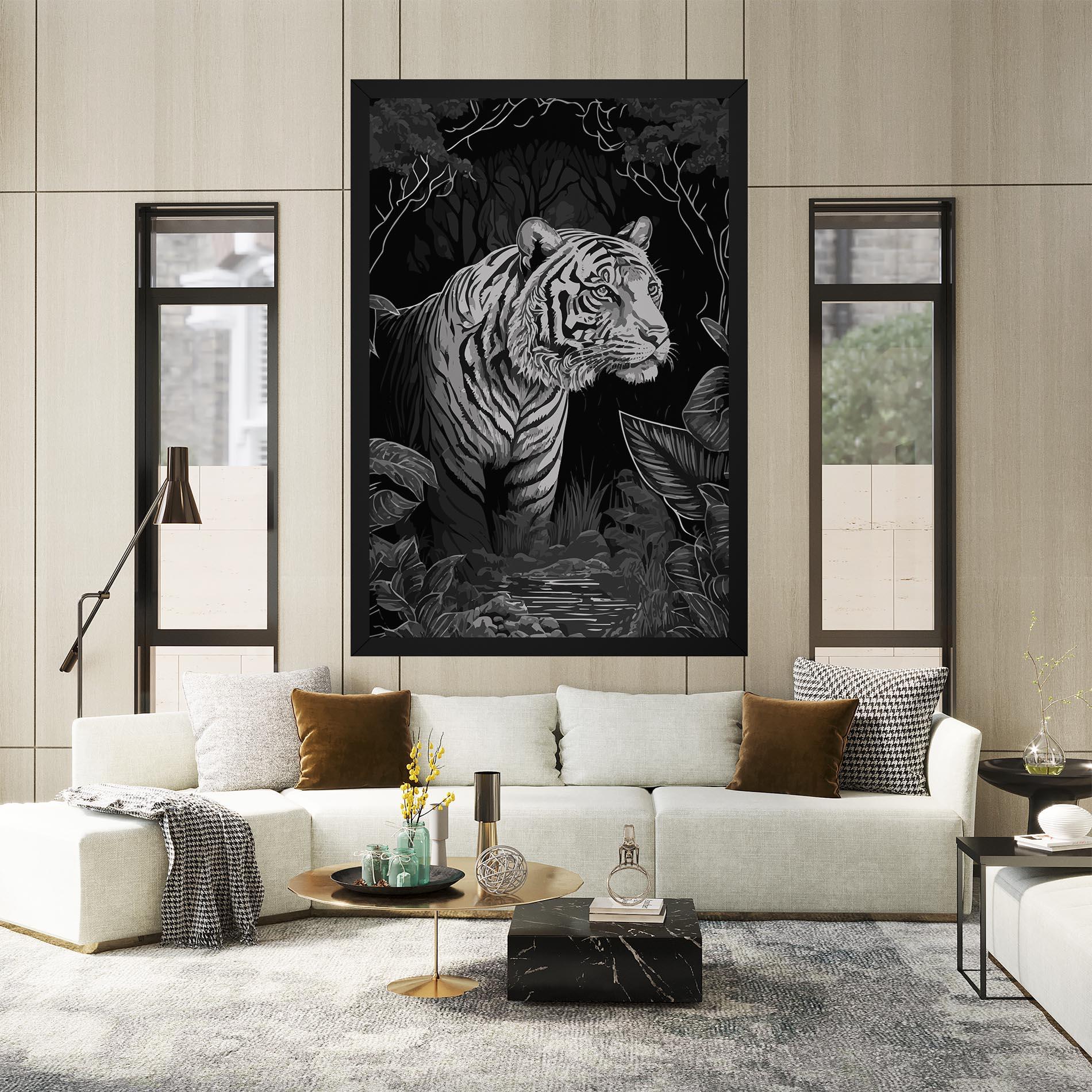 Картина на платно Grey Tiger mockup 2