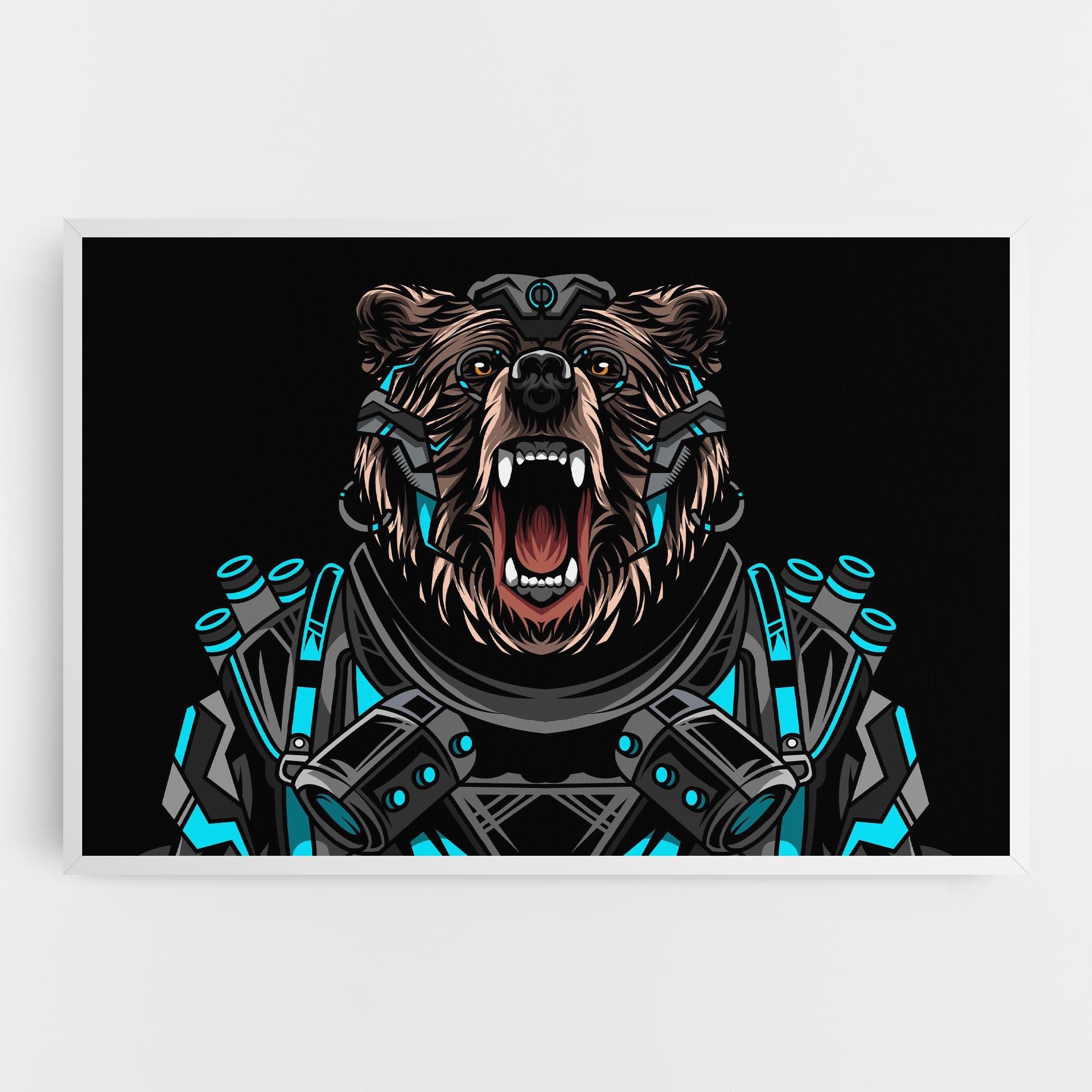Картина на платно Black Cyborg Bear mockup 0