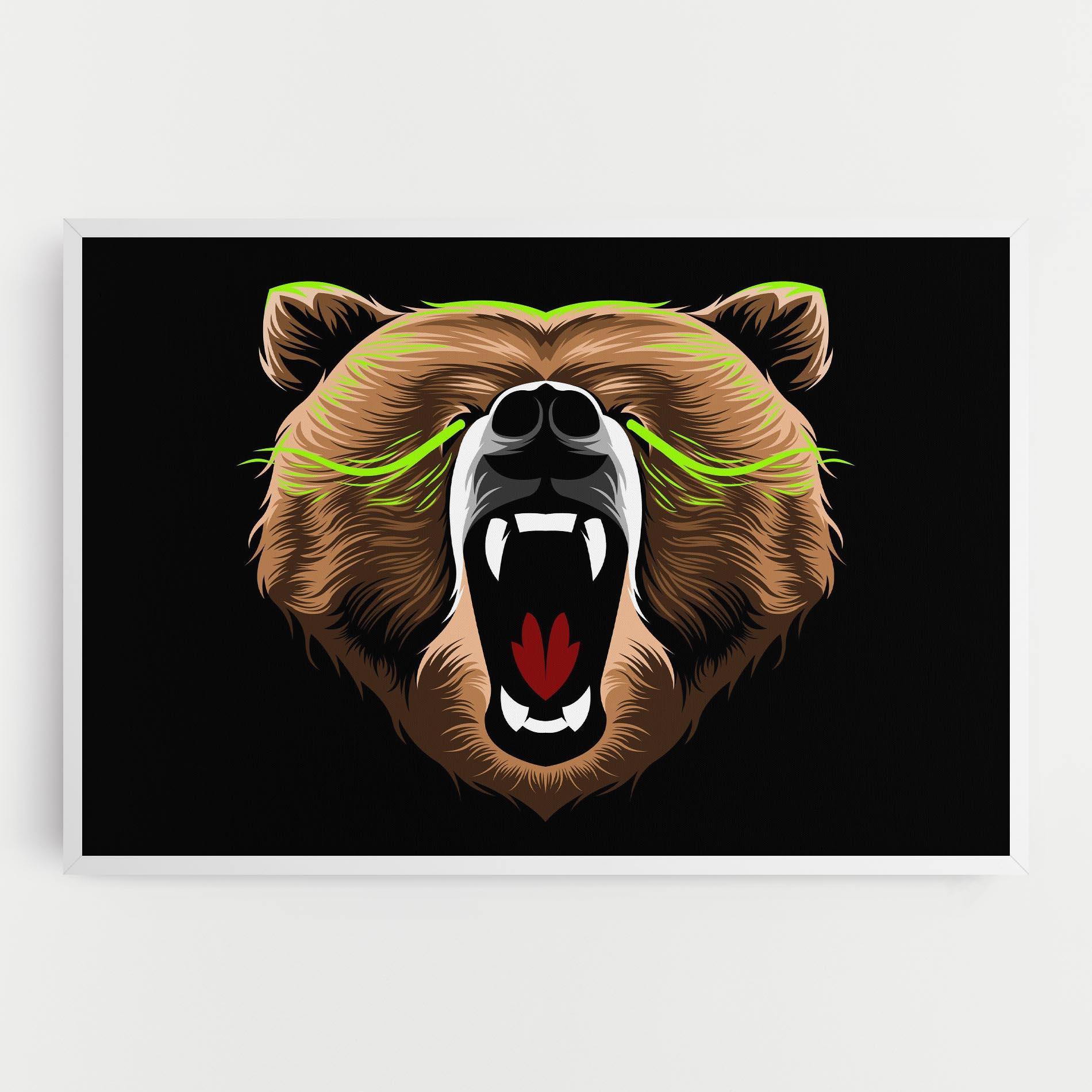Картина на платно Green Line Bear mockup 0