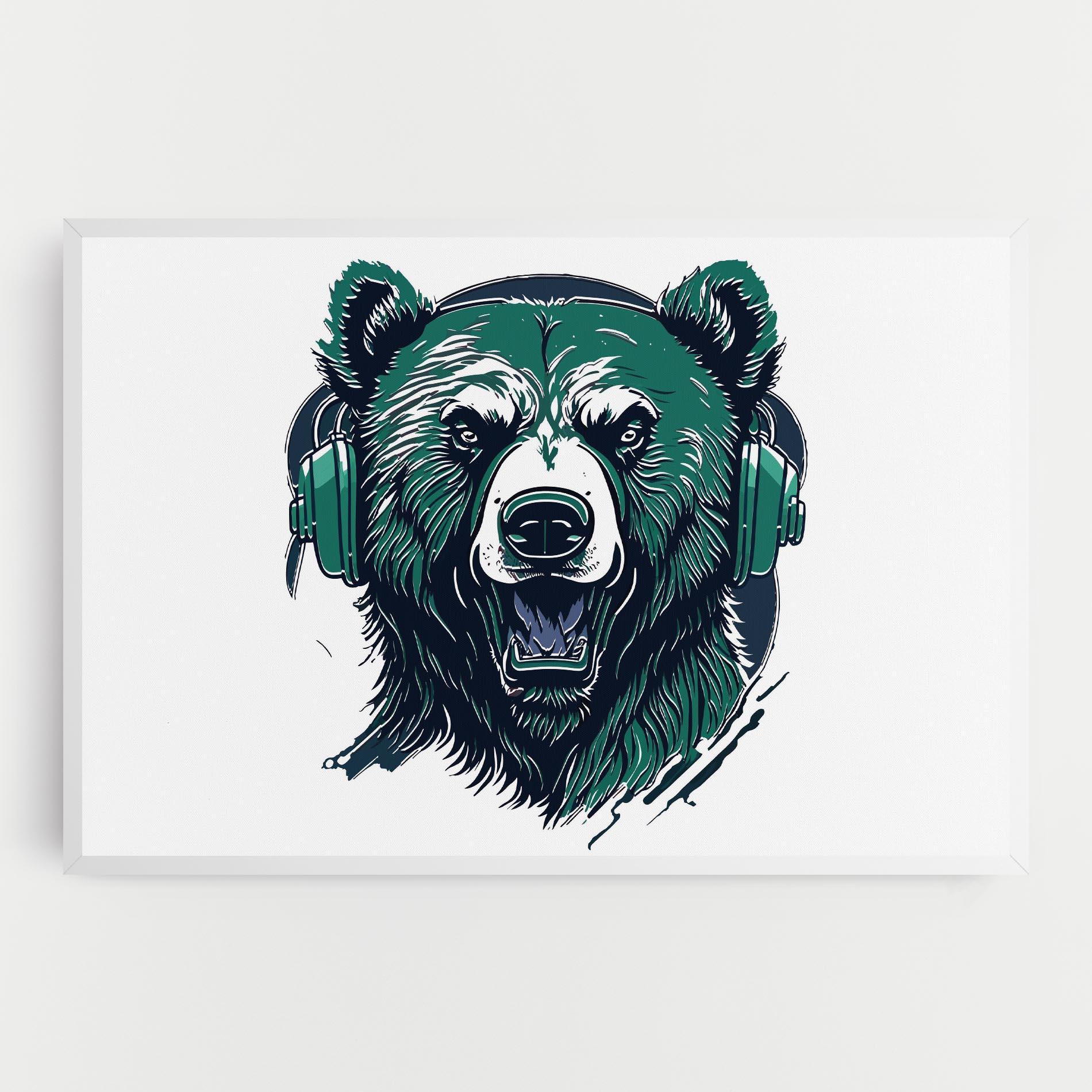 Картина на платно Green Music Bear mockup 0