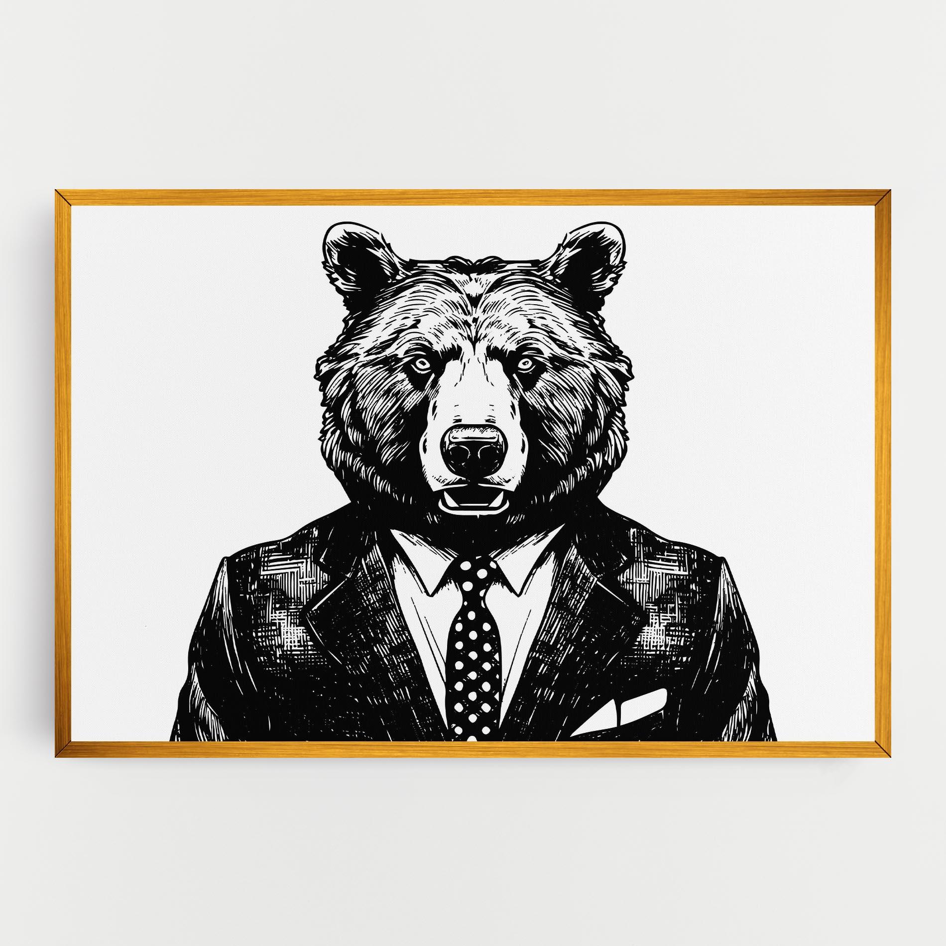 Картина на платно Bear In Suit mockup 0