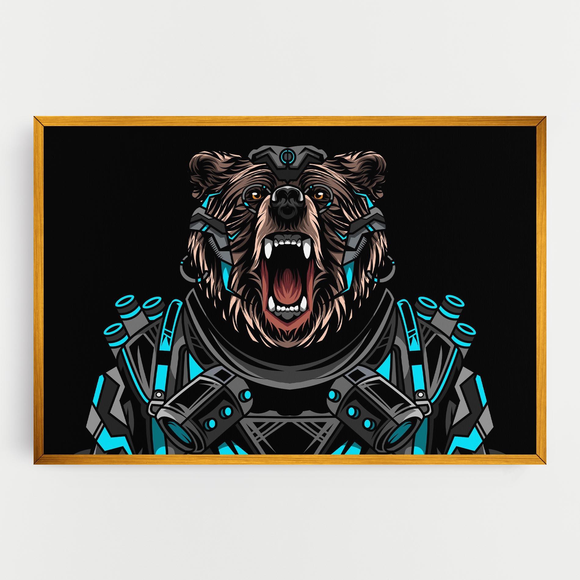 Картина на платно Black Cyborg Bear mockup 0