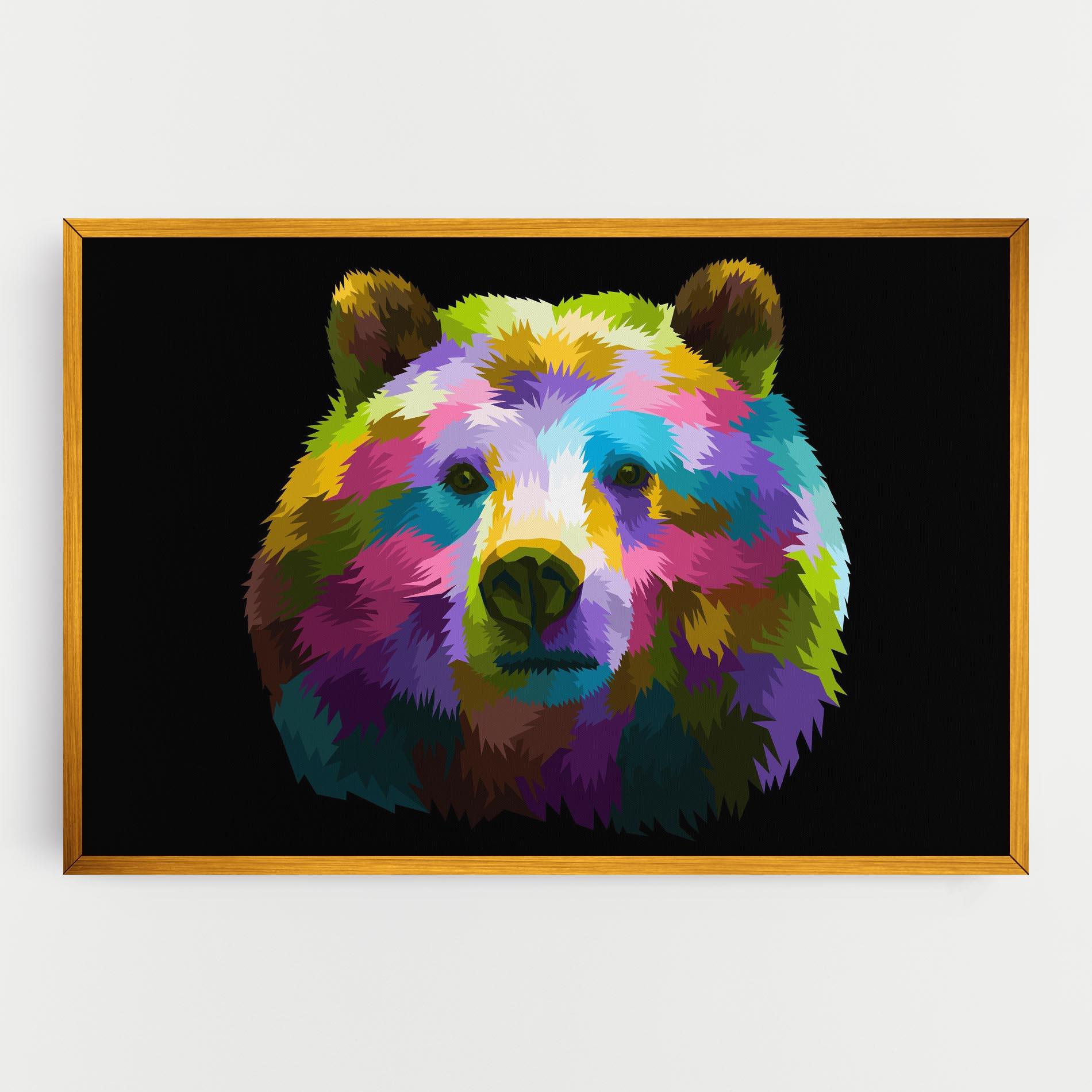 Картина на платно Colorful Bear Head mockup 0
