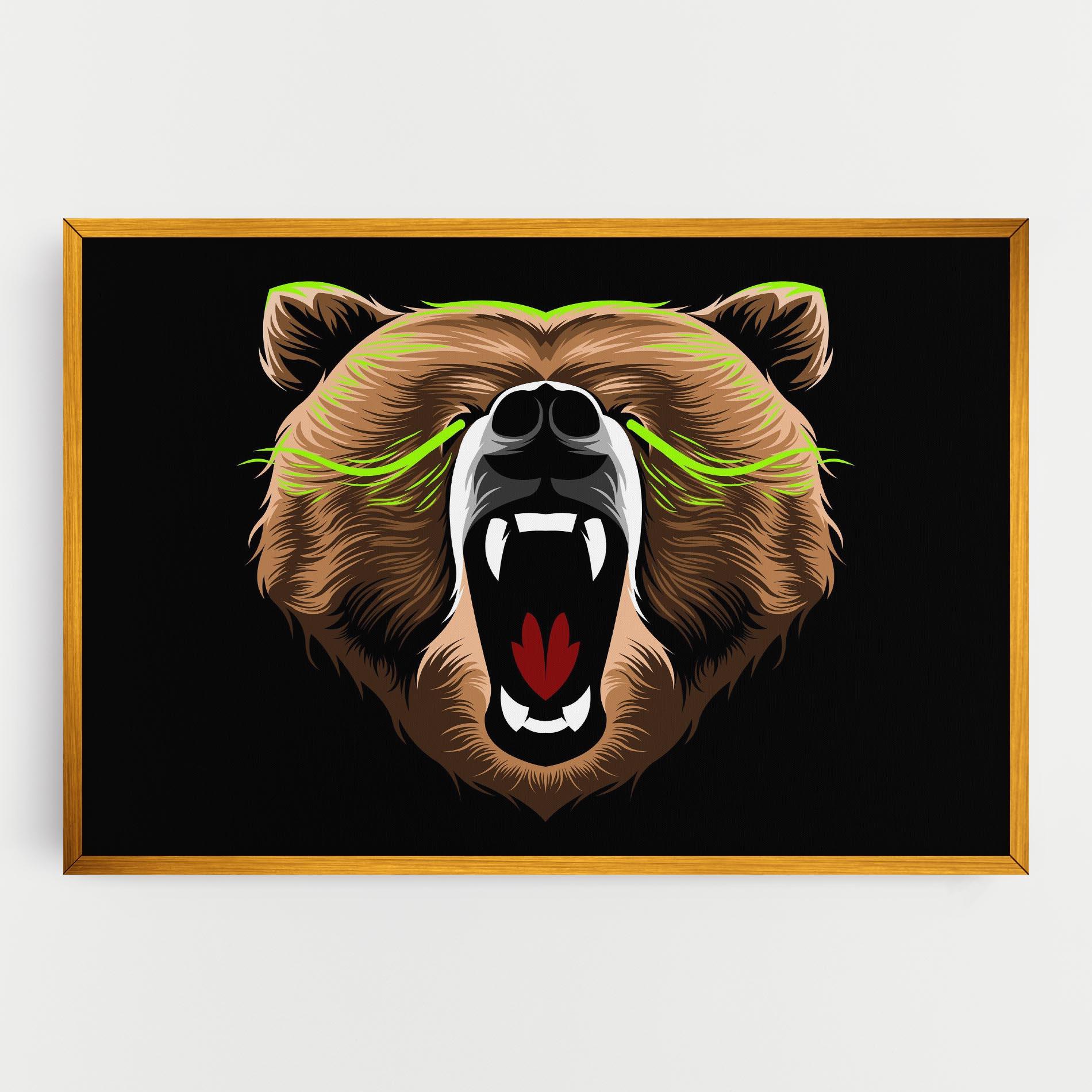 Картина на платно Green Line Bear mockup 0