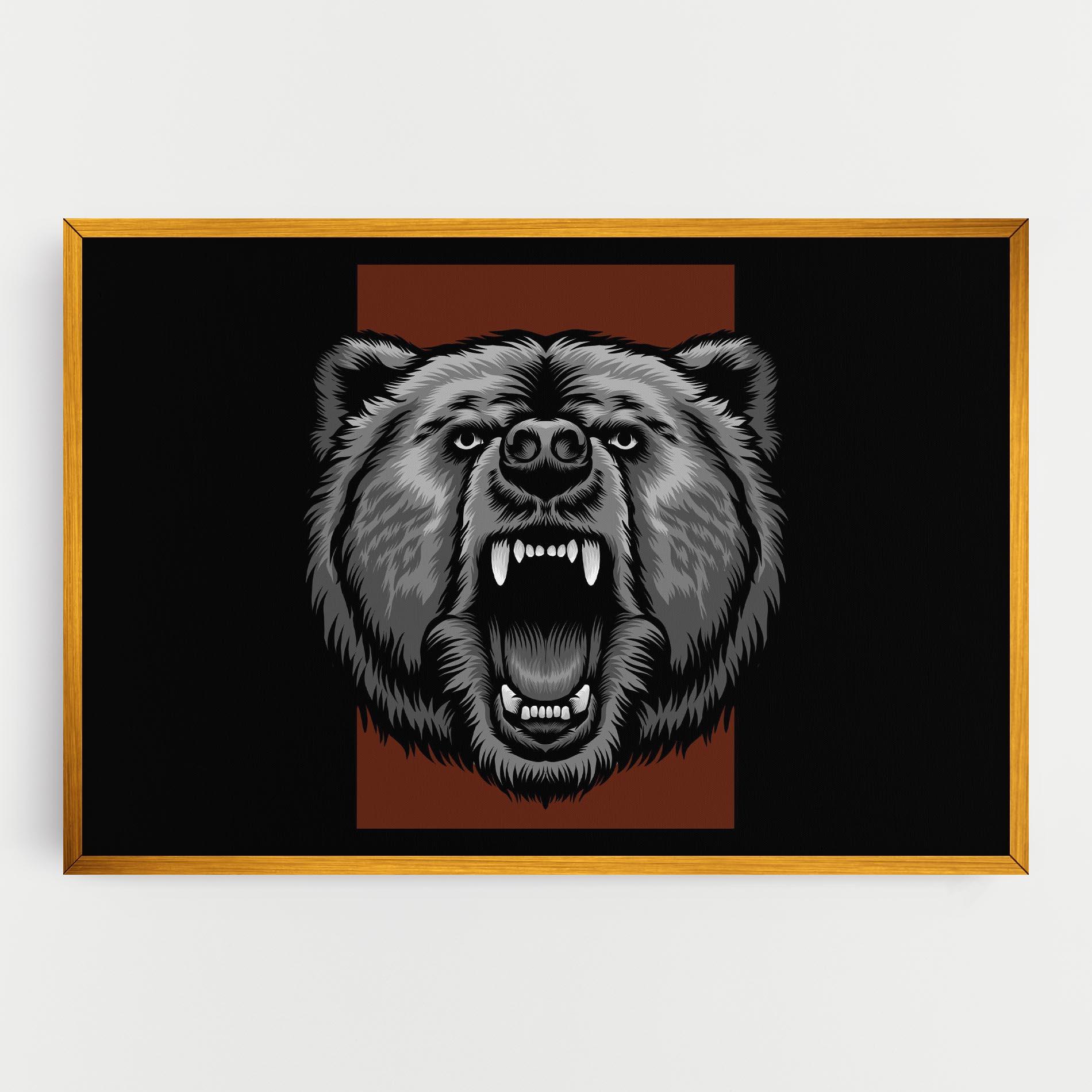 Картина на платно Grey Bear Head mockup 0