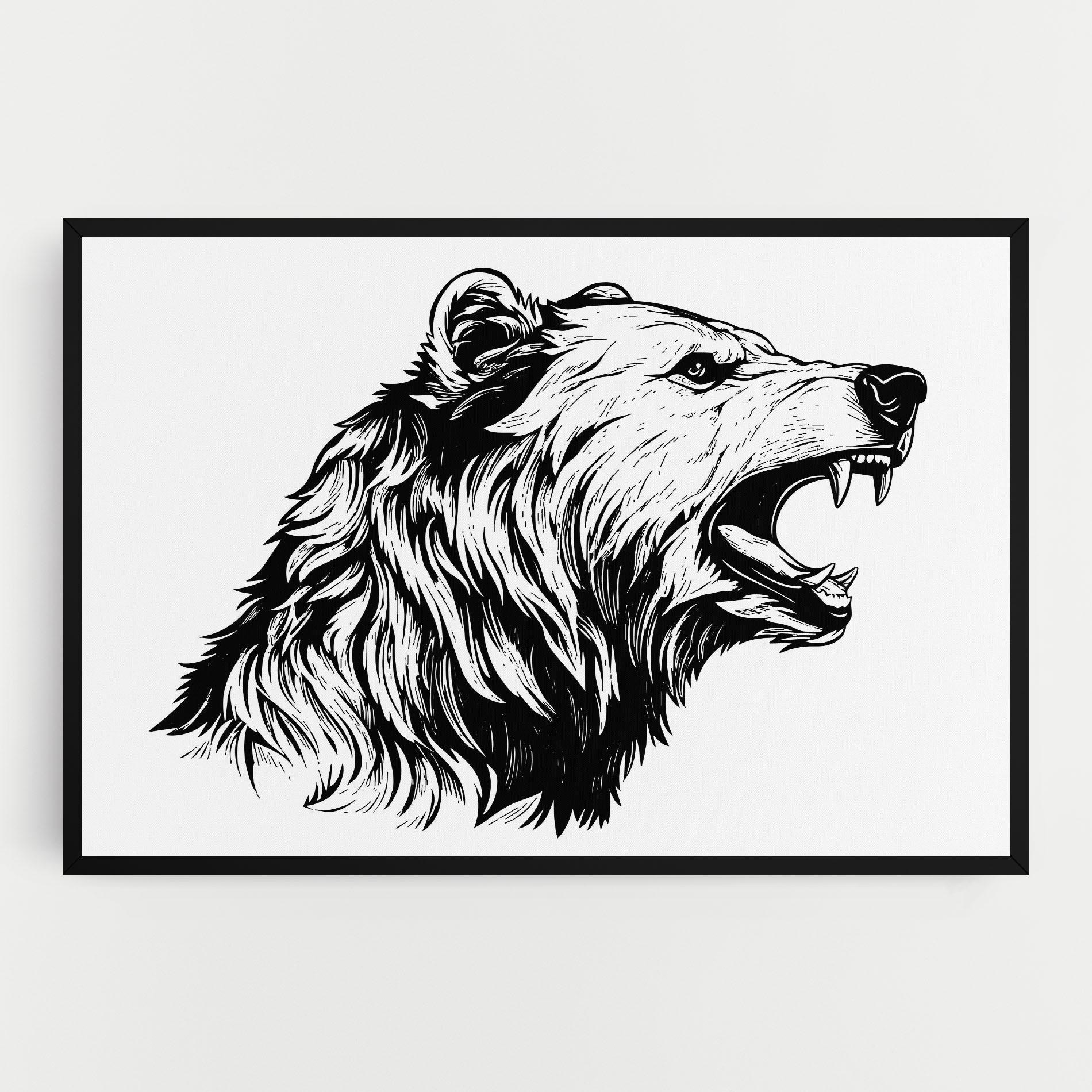 Картина на платно Angry Bear mockup 0