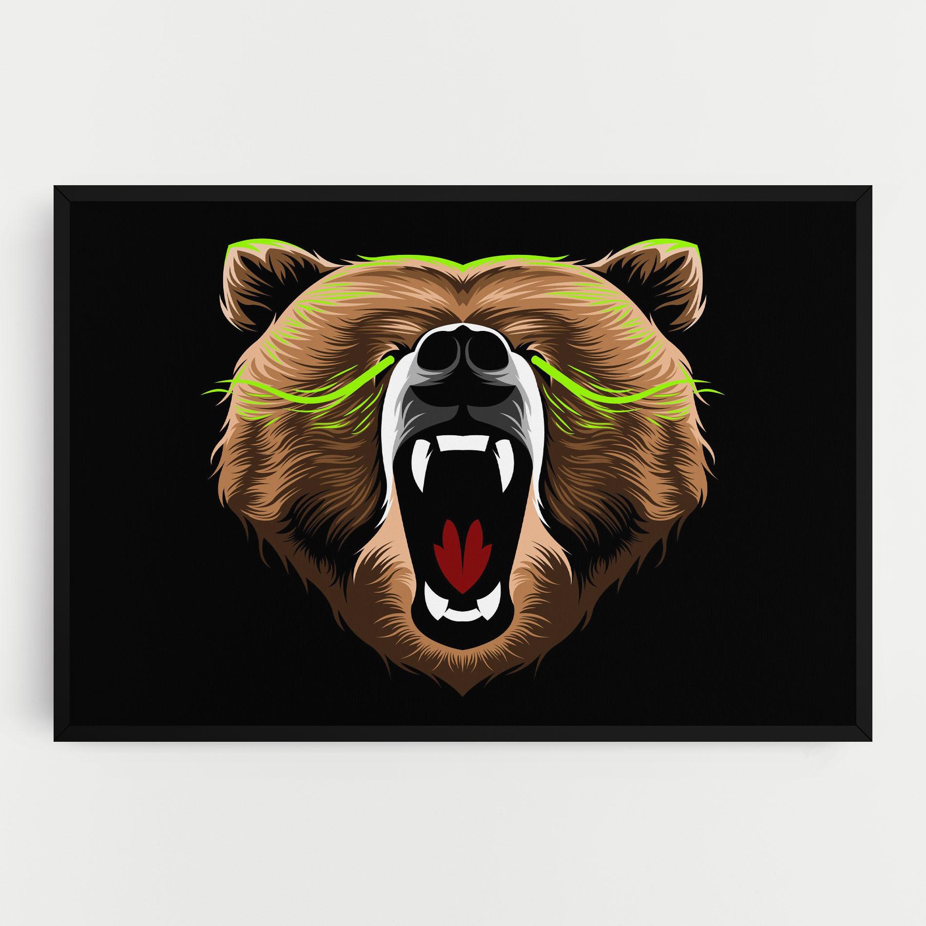 Картина на платно Green Line Bear mockup 0