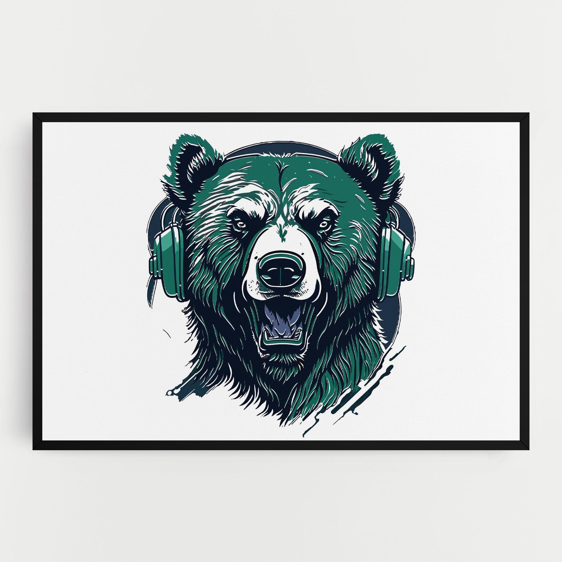 Картина на платно Green Music Bear mockup 0