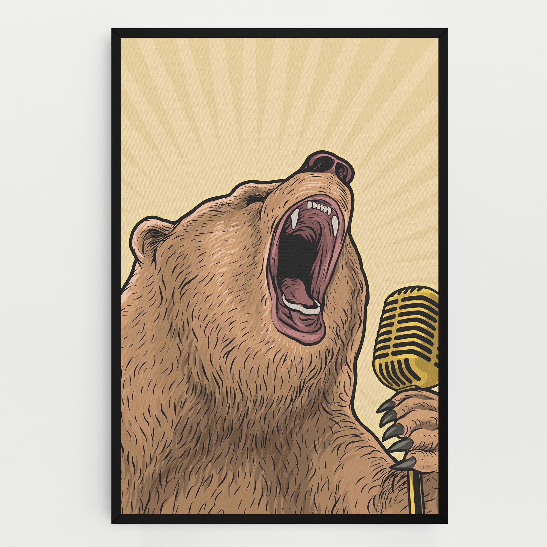 Картина на платно Bear Singing mockup 0