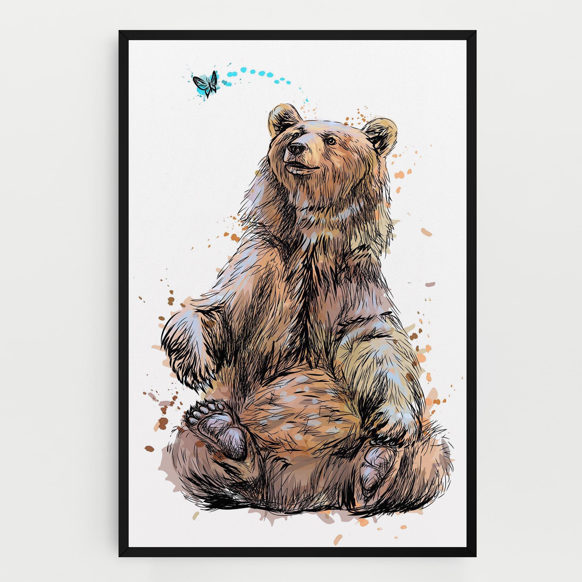 Картина на платно Butterfly Bear mockup 0