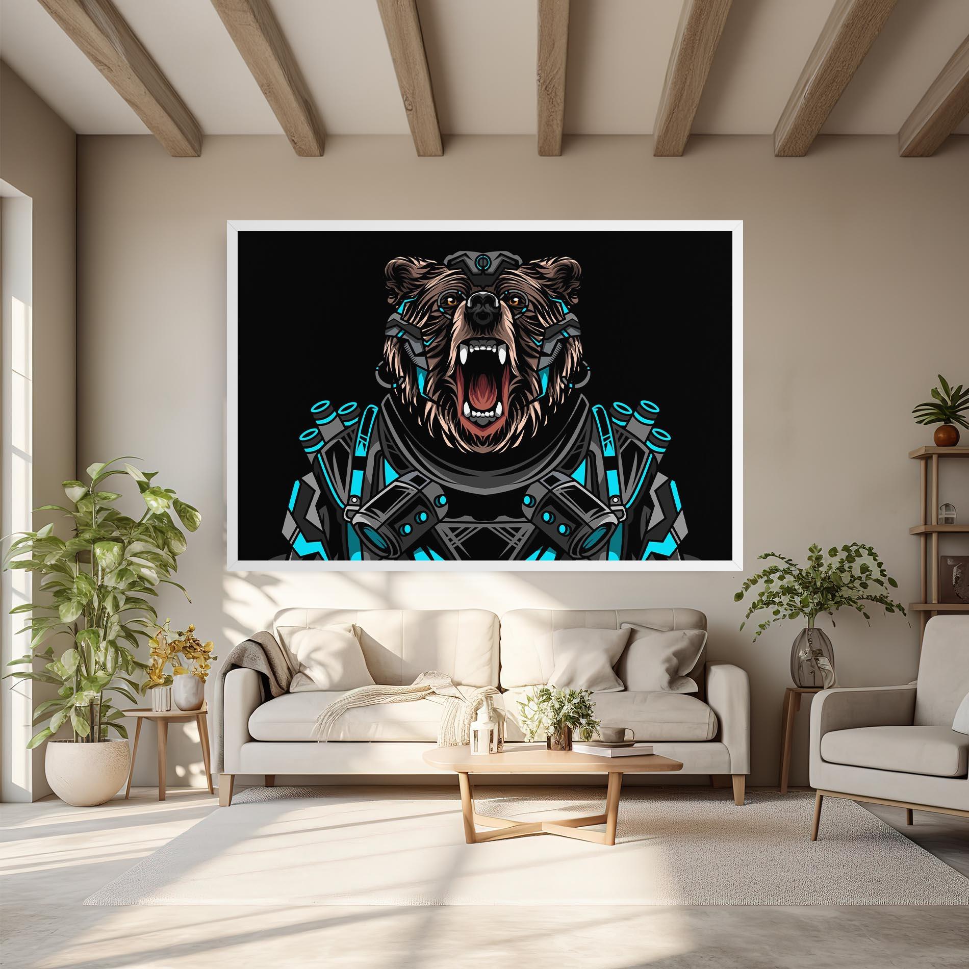Картина на платно Black Cyborg Bear mockup 6