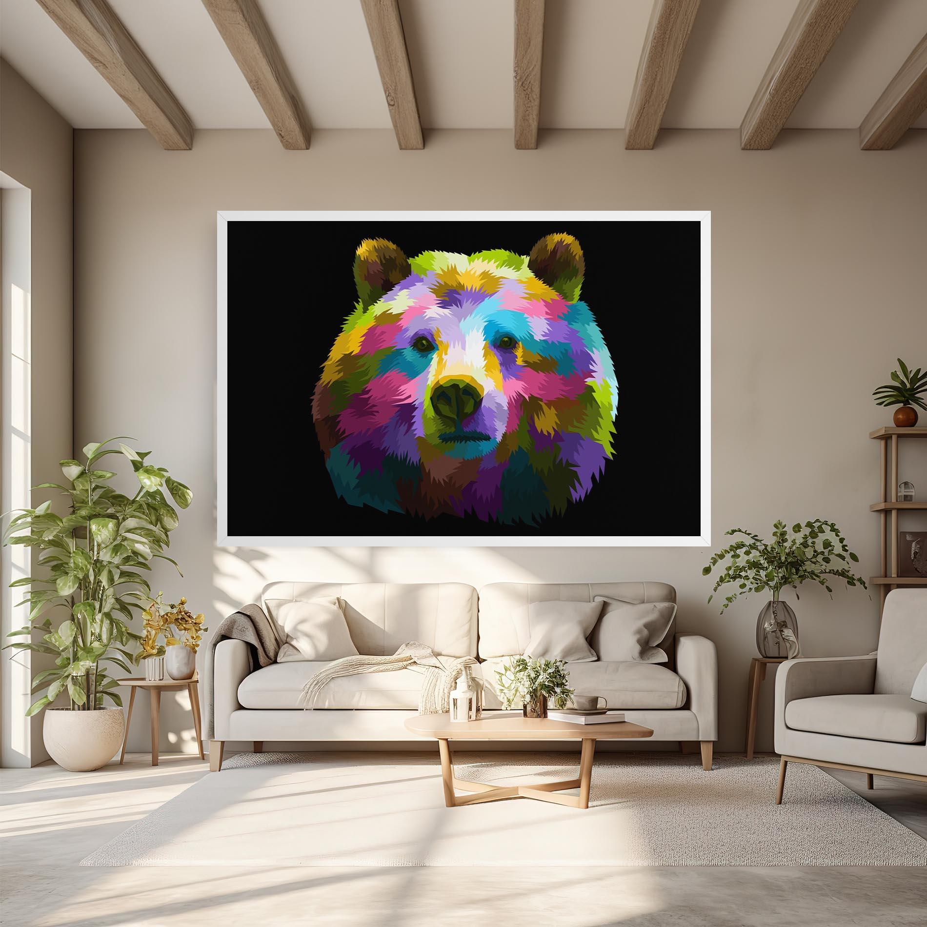 Картина на платно Colorful Bear Head mockup 6