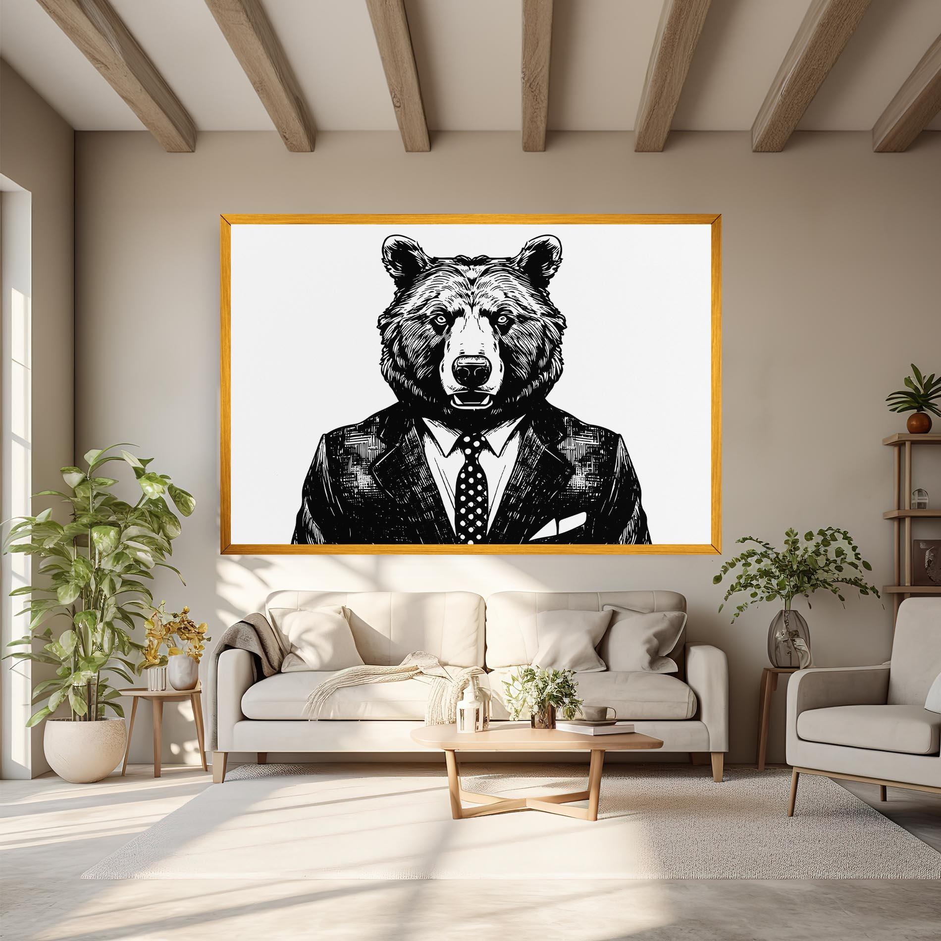 Картина на платно Bear In Suit mockup 6