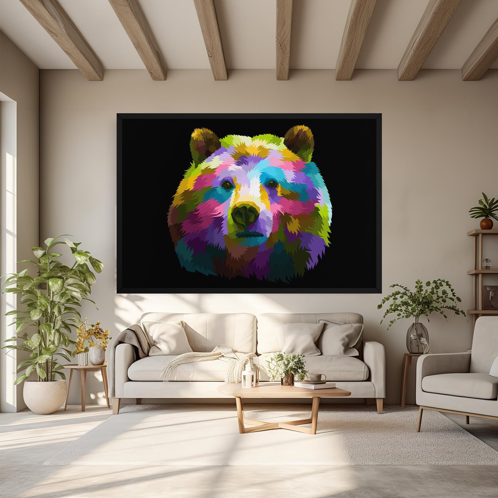 Картина на платно Colorful Bear Head mockup 6