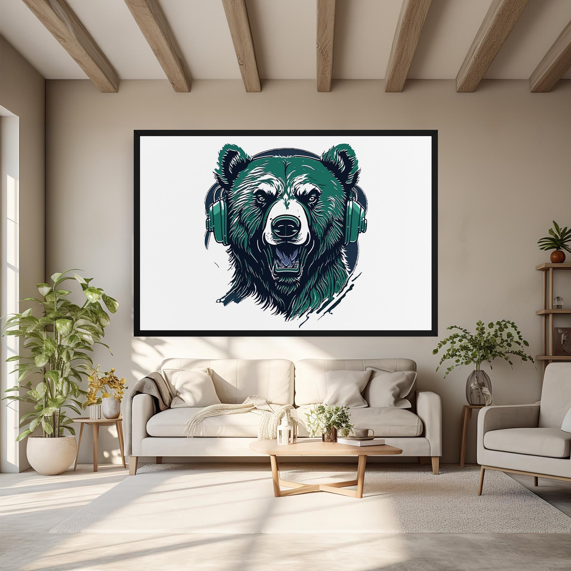 Картина на платно Green Music Bear mockup 6