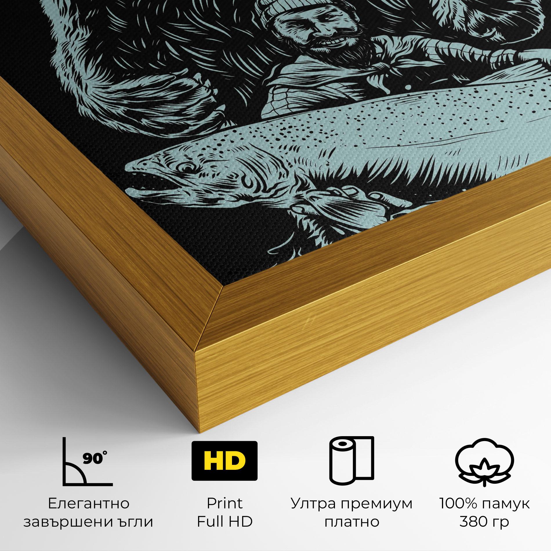Картина на платно Fishing Bear mockup 4