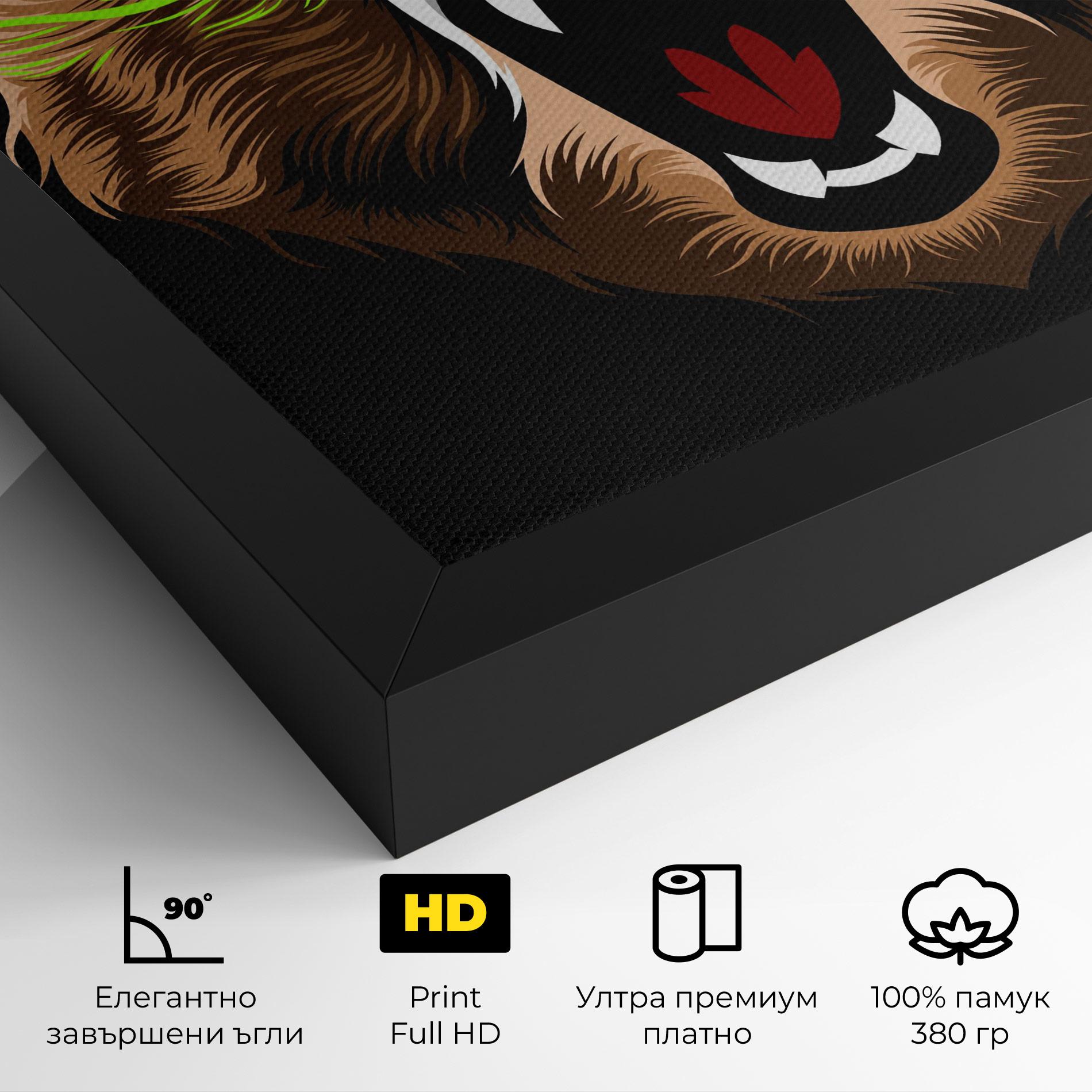 Картина на платно Green Line Bear mockup 4