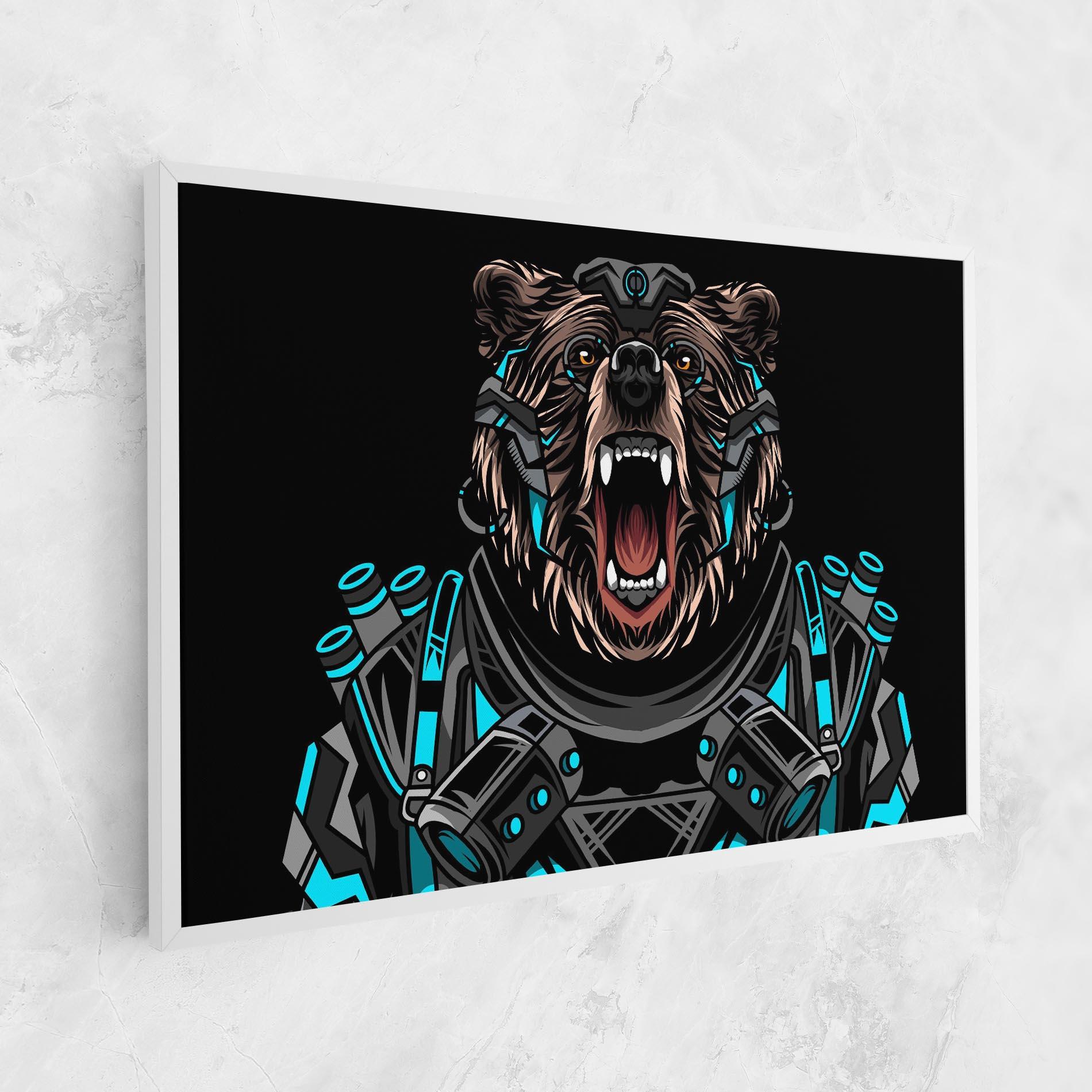 Картина на платно Black Cyborg Bear mockup 1