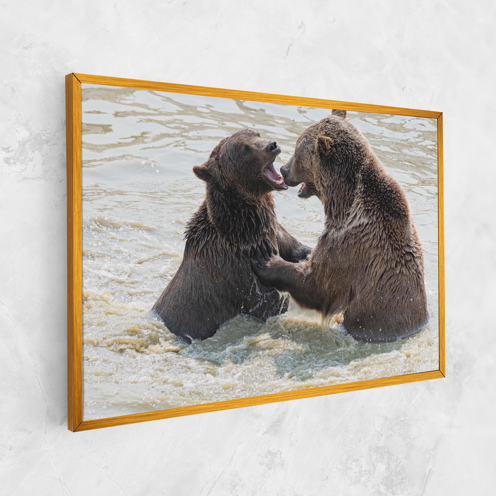 Картина на платно Bears Fighting mockup 1
