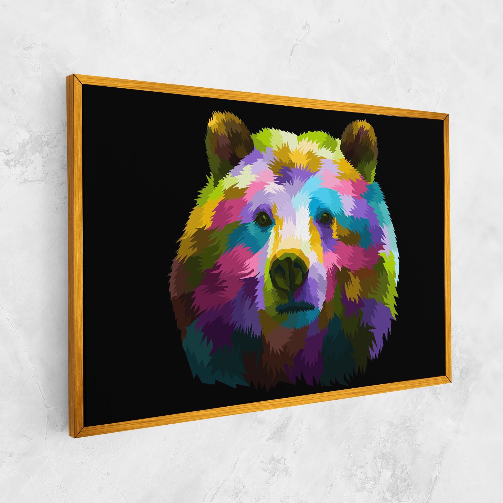 Картина на платно Colorful Bear Head mockup 1