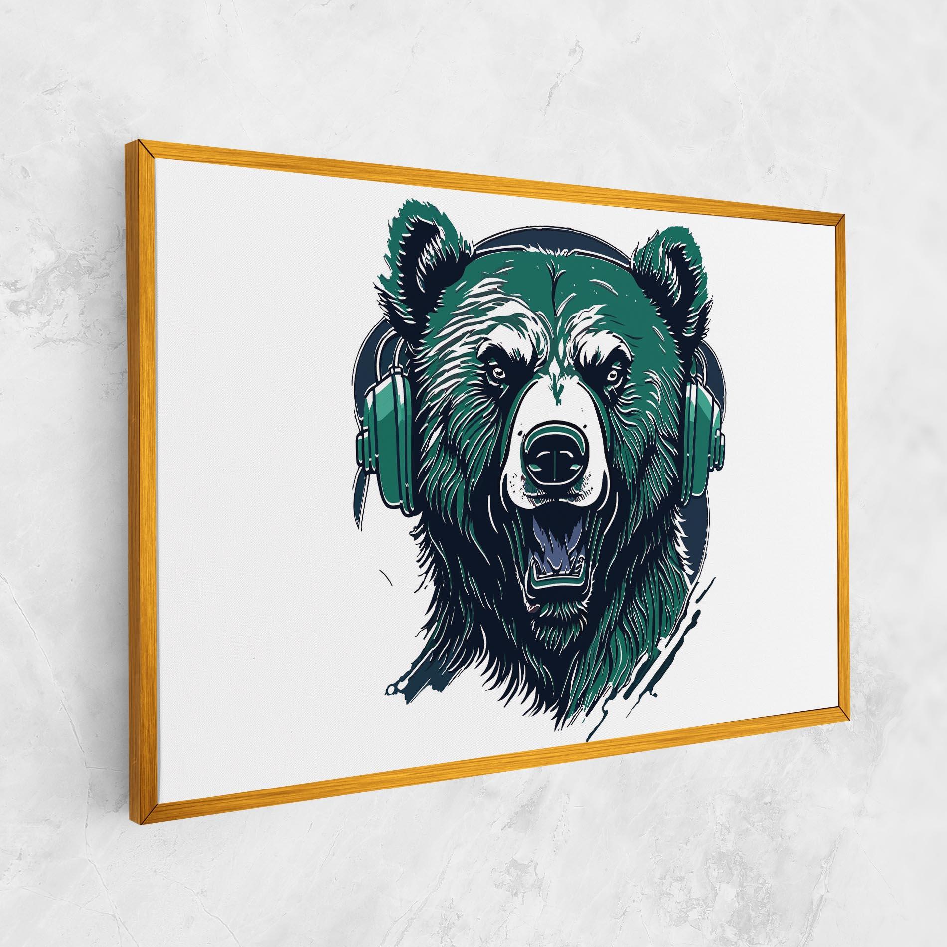 Картина на платно Green Music Bear mockup 1
