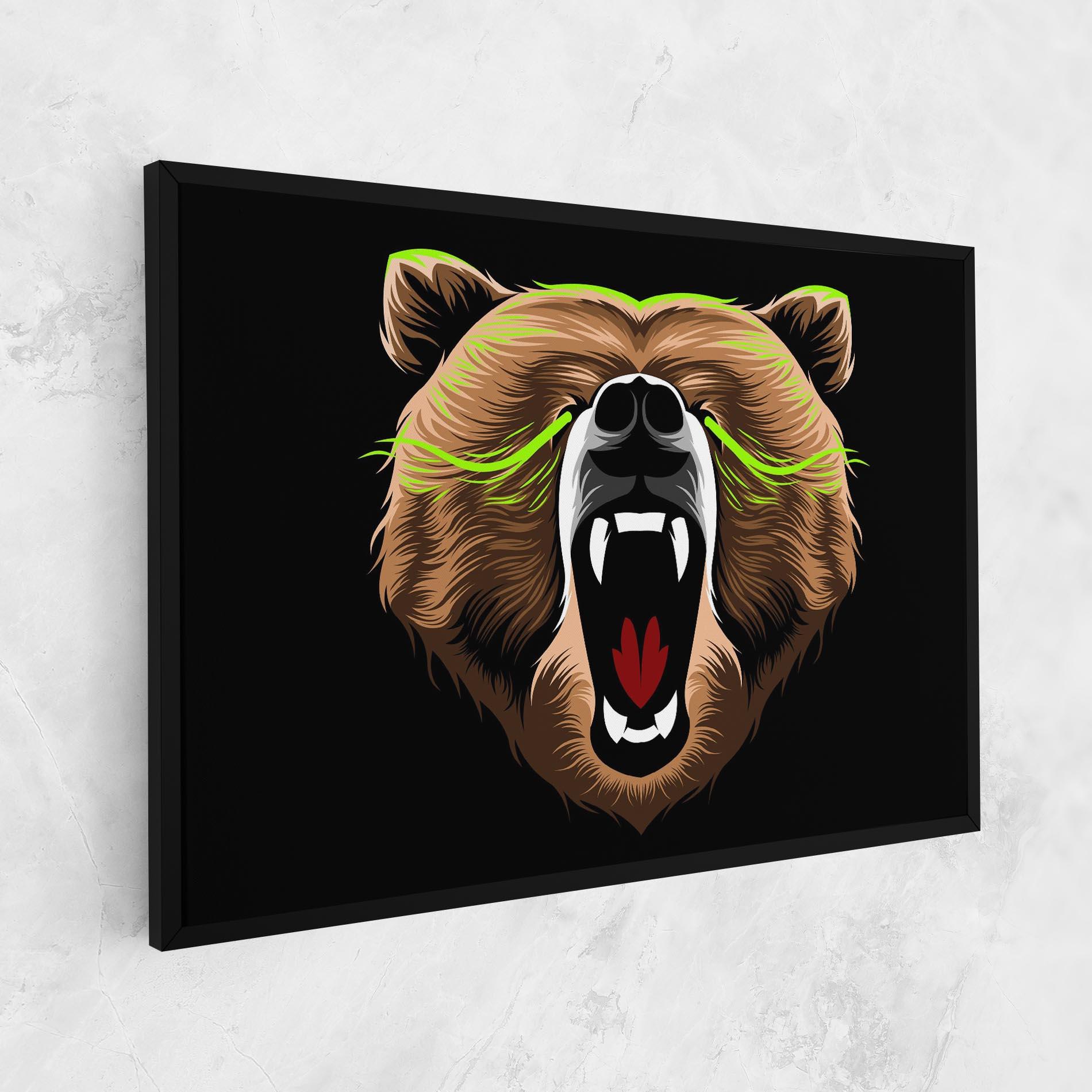 Картина на платно Green Line Bear mockup 1