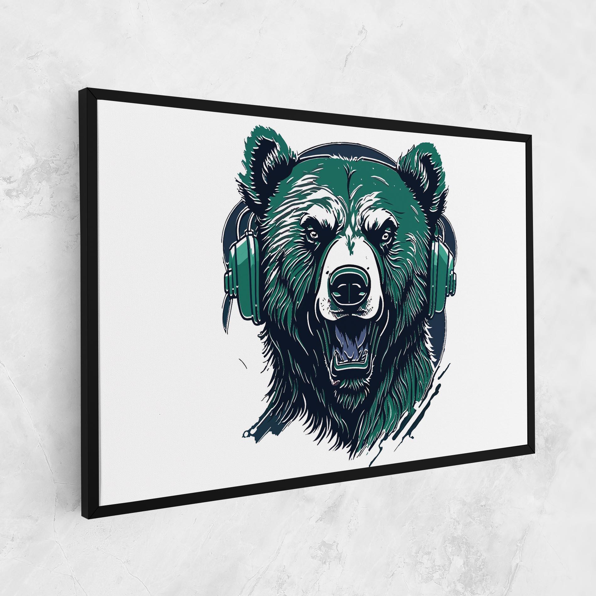 Картина на платно Green Music Bear mockup 1