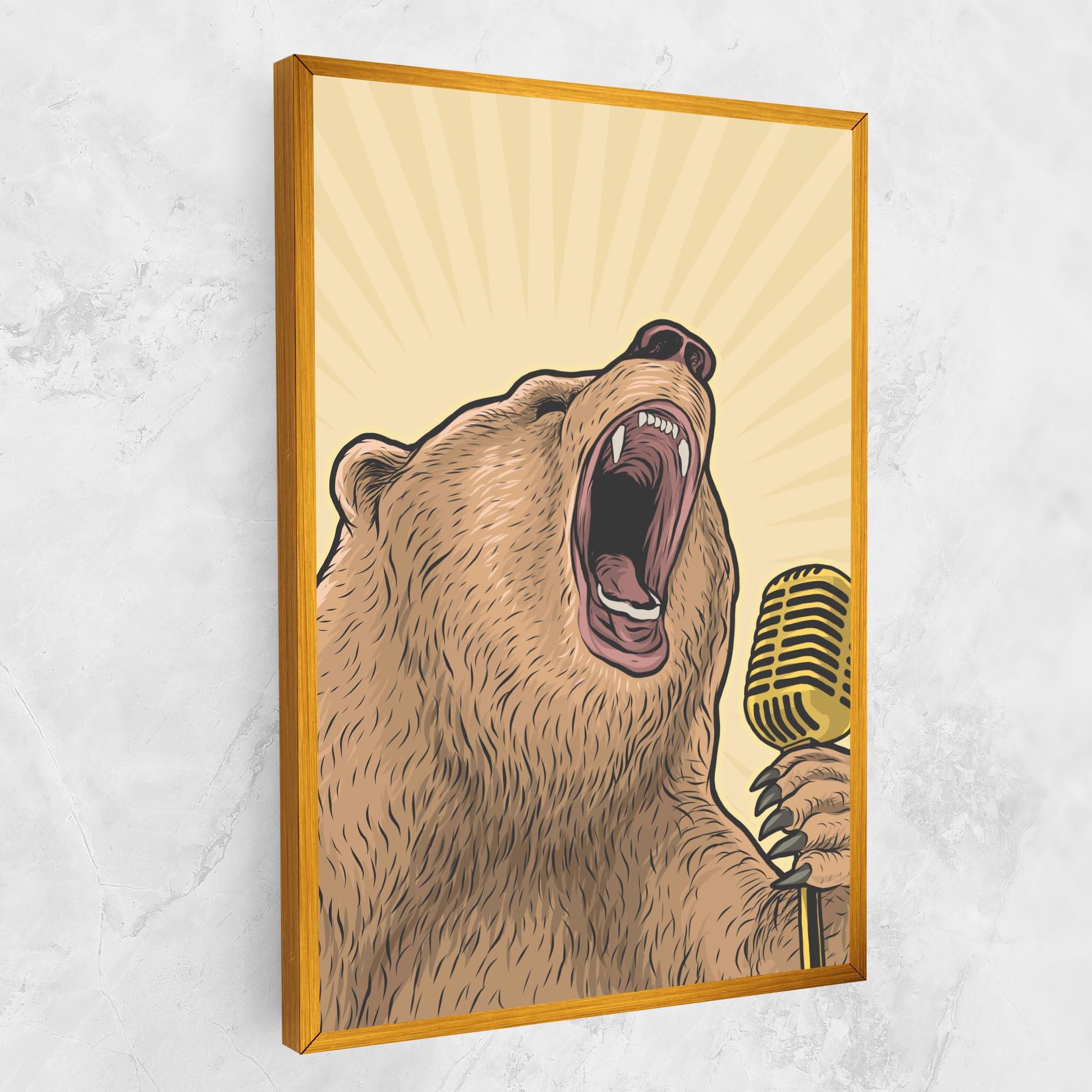Картина на платно Bear Singing mockup 1