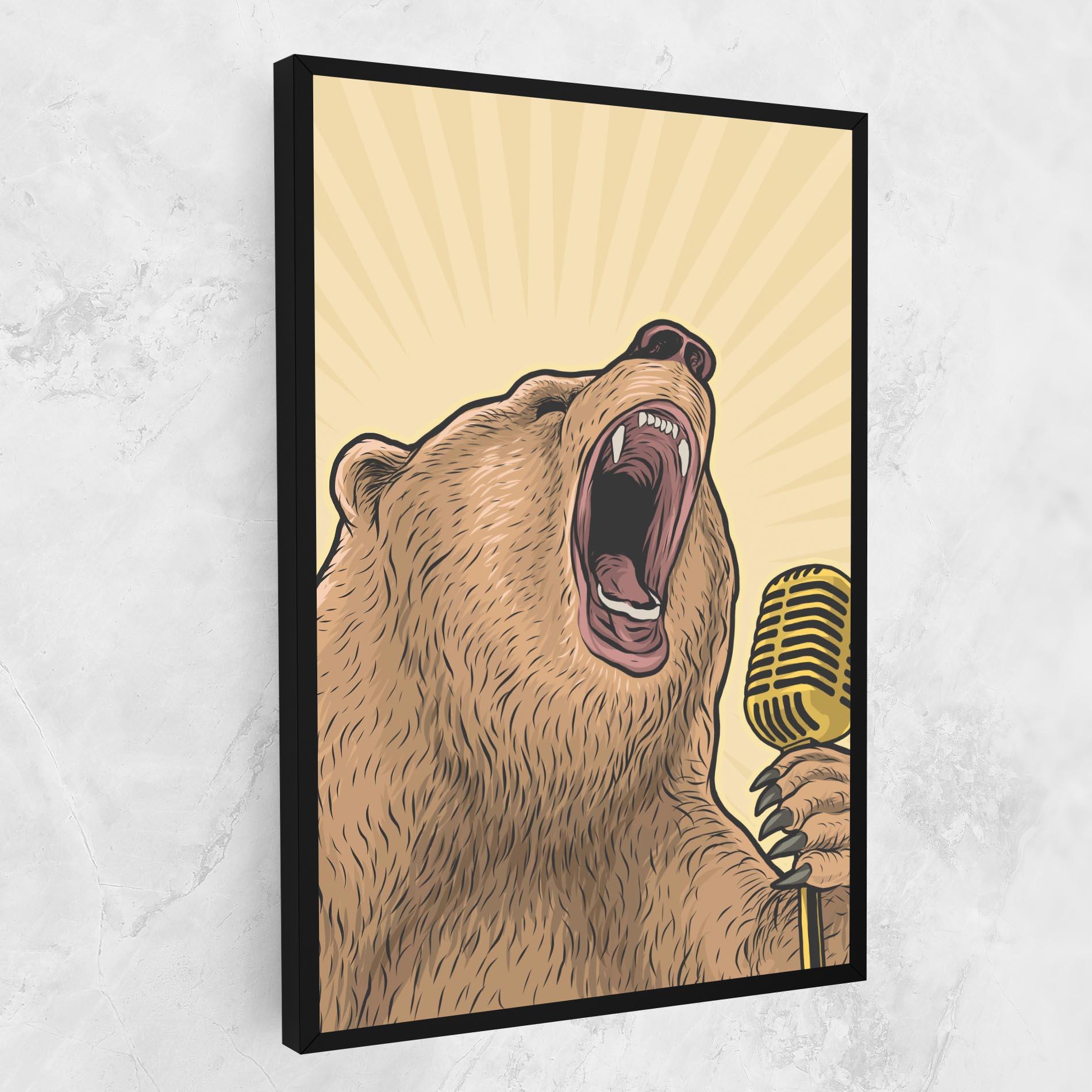 Картина на платно Bear Singing mockup 1