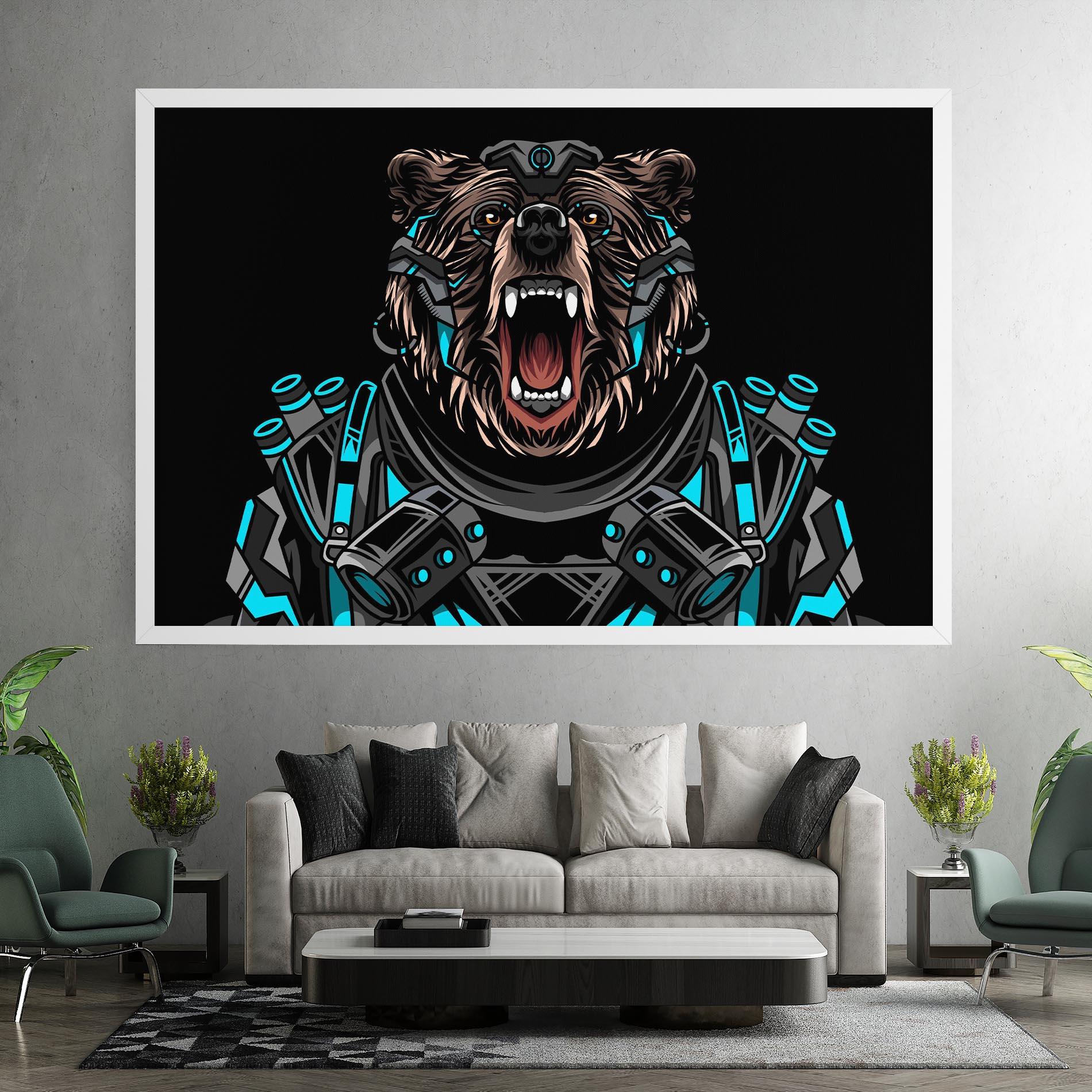 Картина на платно Black Cyborg Bear mockup 7