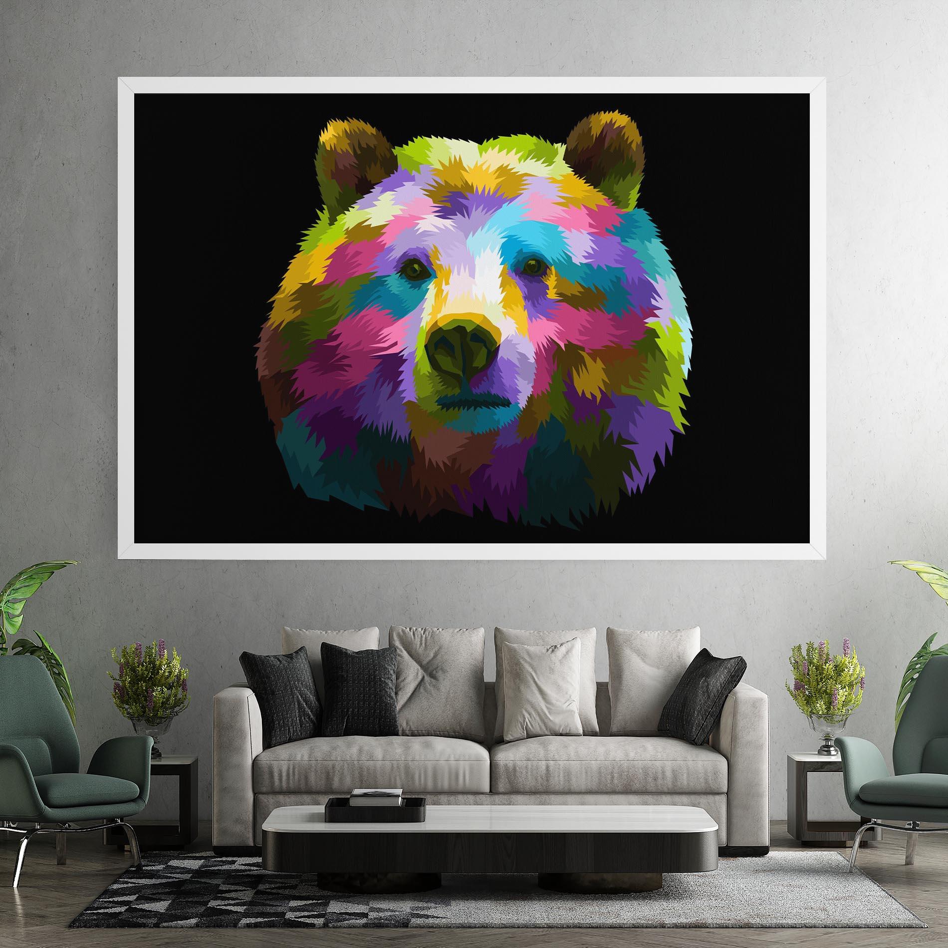Картина на платно Colorful Bear Head mockup 7