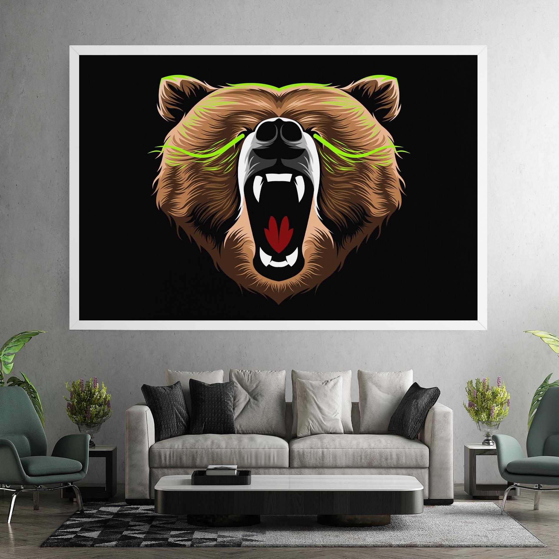 Картина на платно Green Line Bear mockup 7