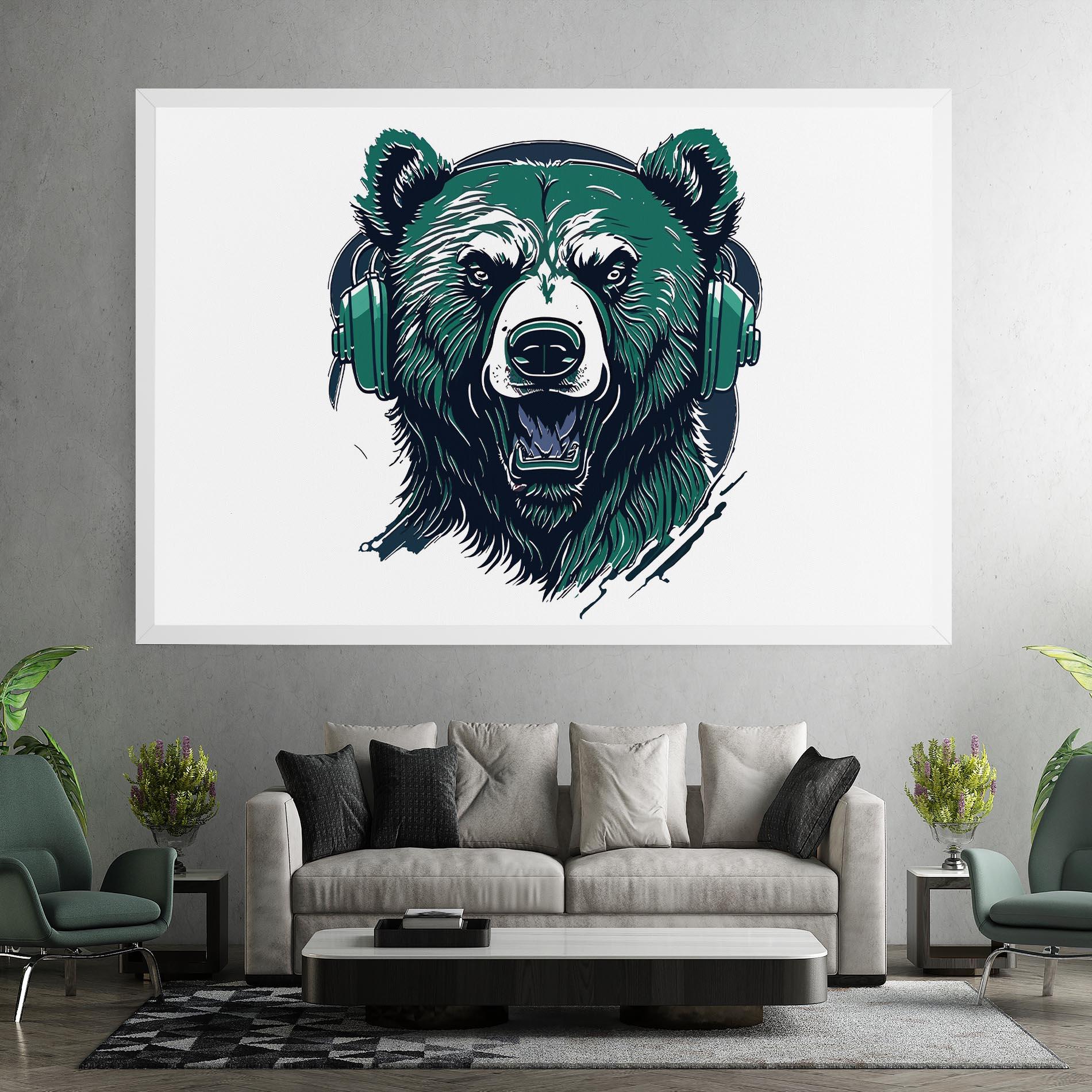 Картина на платно Green Music Bear mockup 7