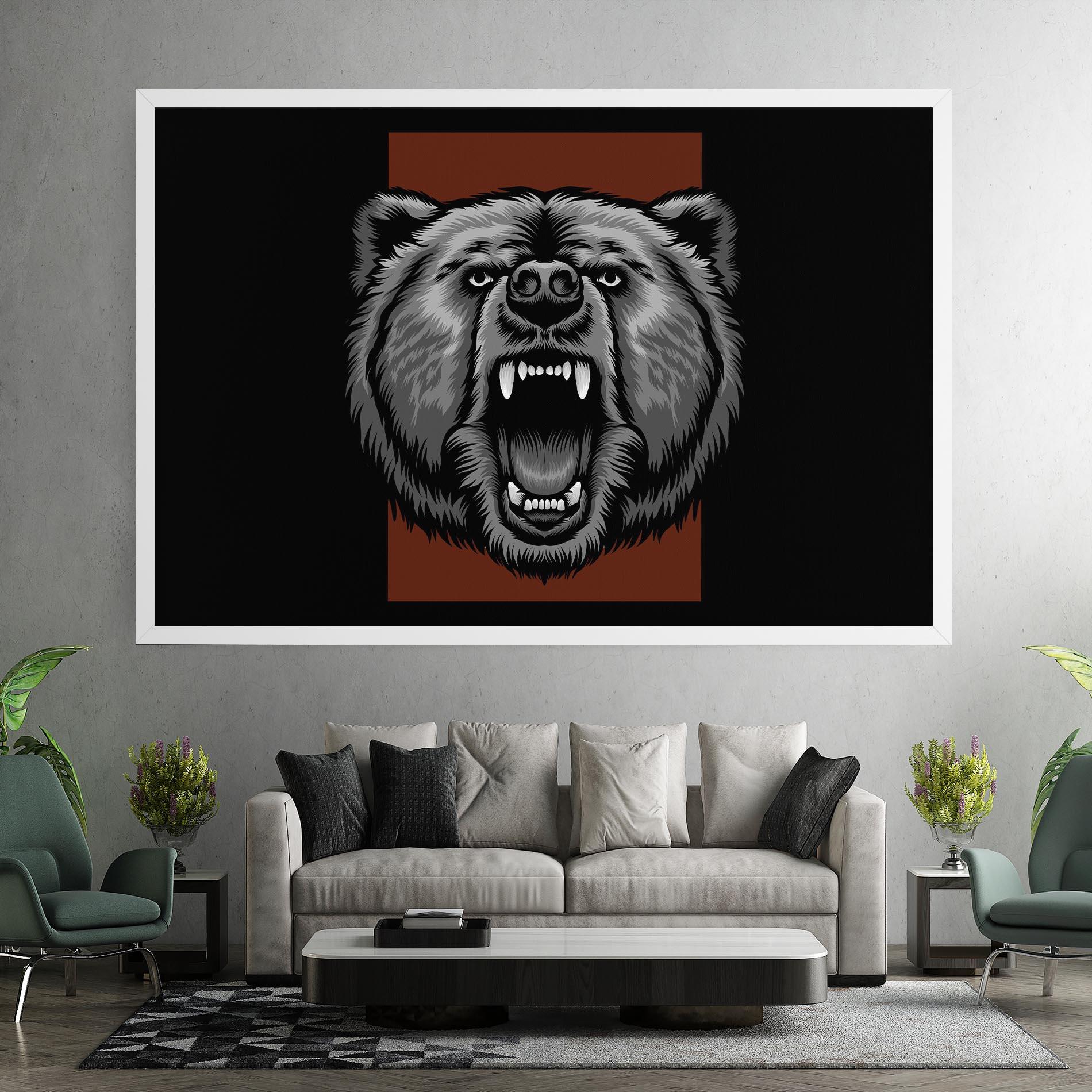 Картина на платно Grey Bear Head mockup 7