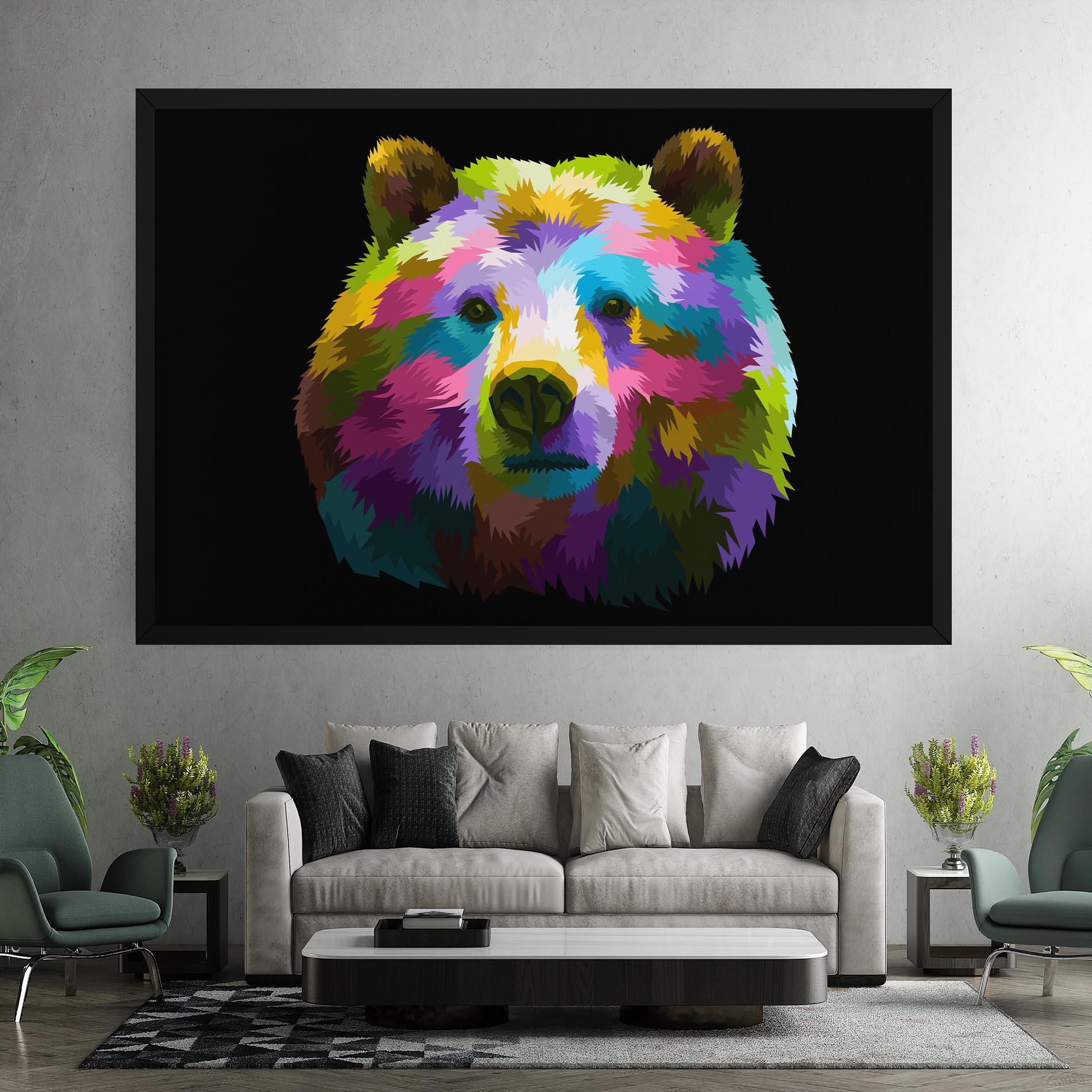 Картина на платно Colorful Bear Head mockup 7
