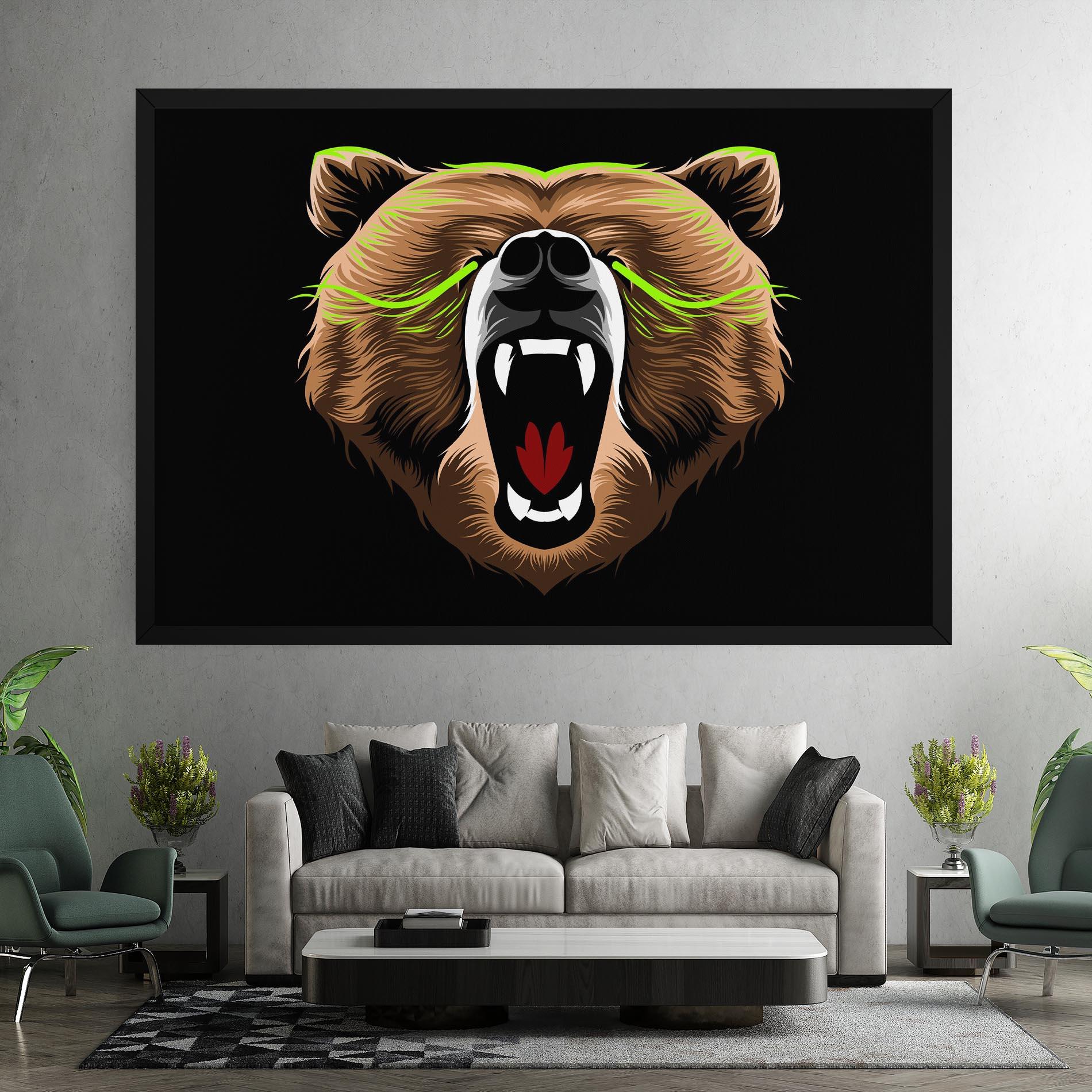 Картина на платно Green Line Bear mockup 7