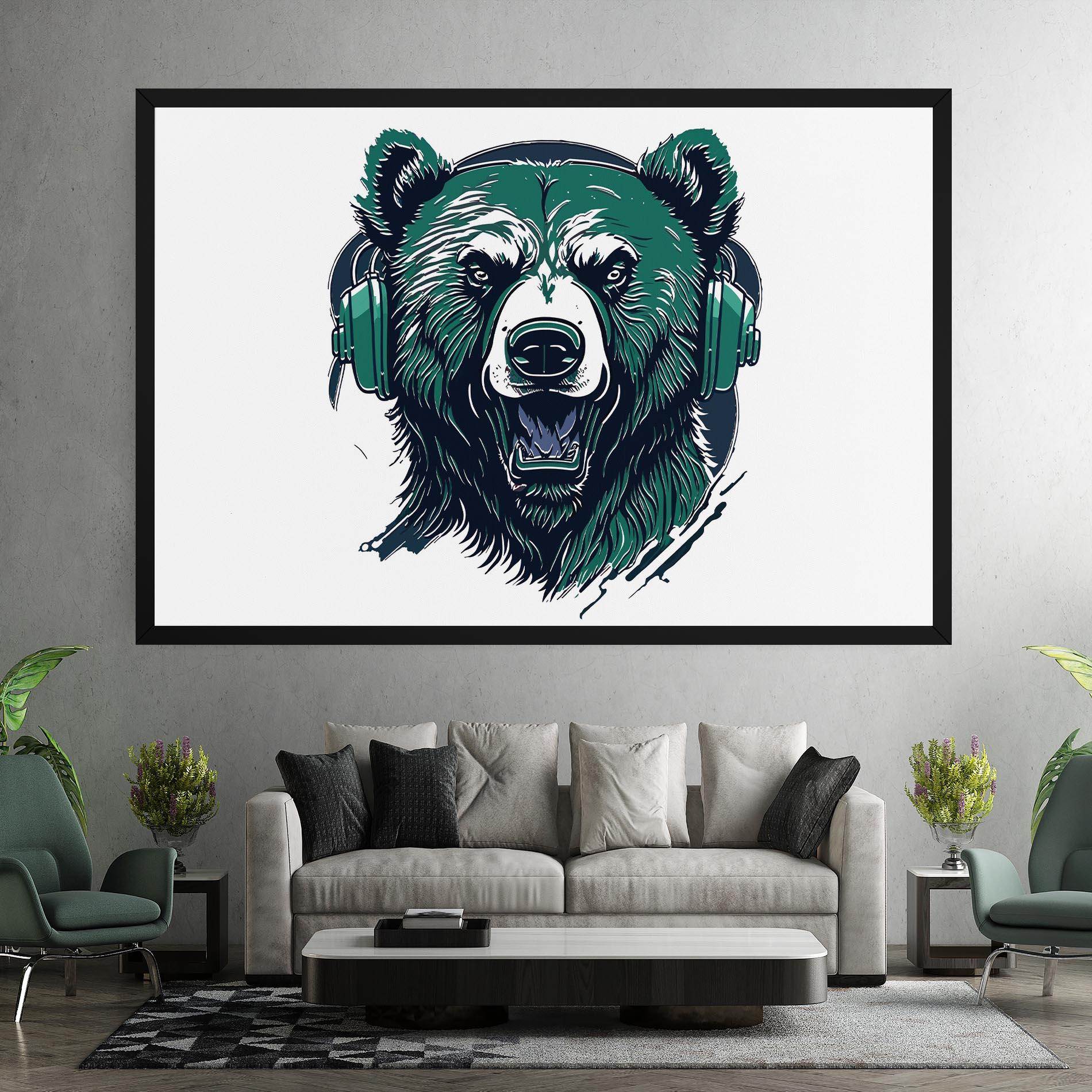 Картина на платно Green Music Bear mockup 7