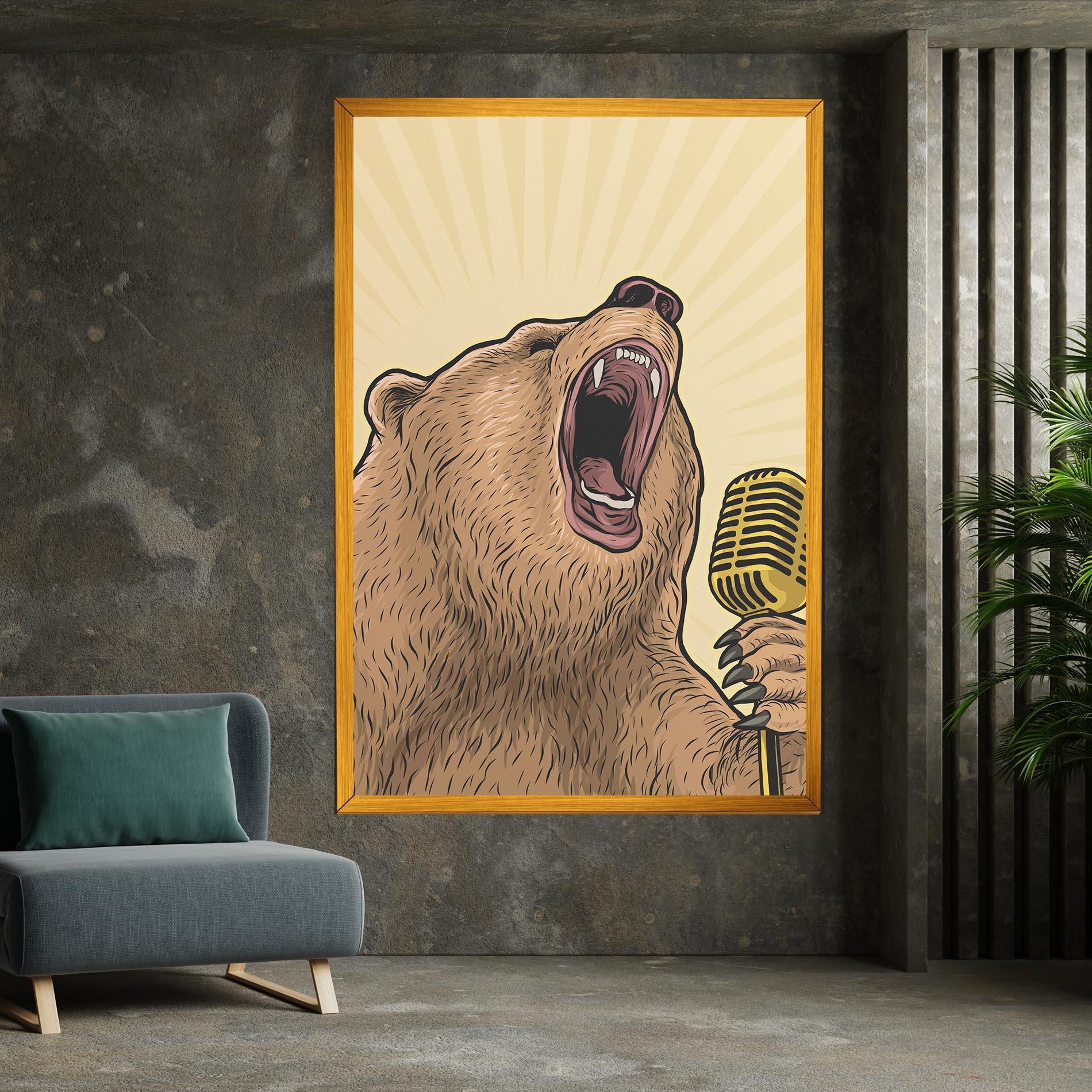 Картина на платно Bear Singing mockup 7