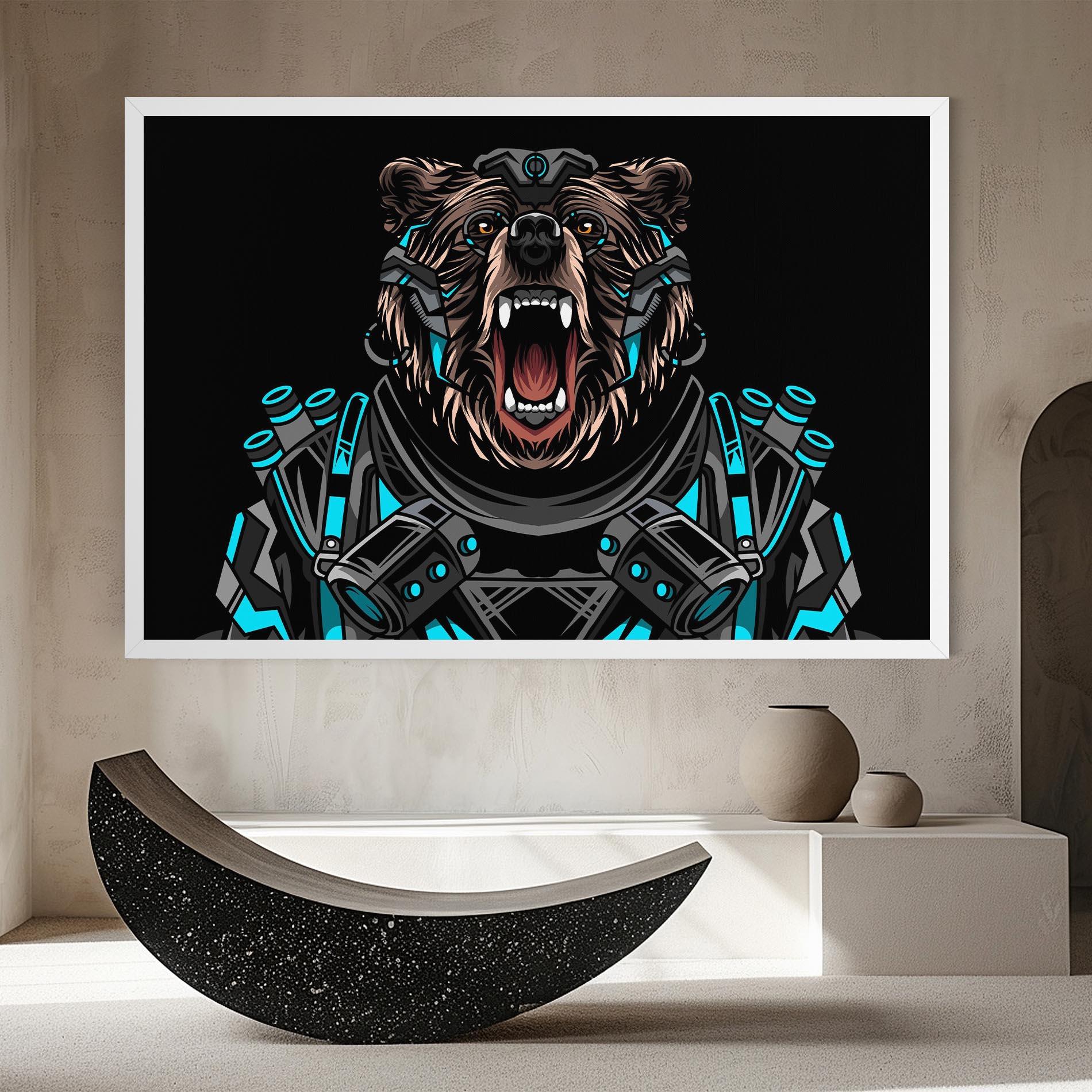 Картина на платно Black Cyborg Bear mockup 8