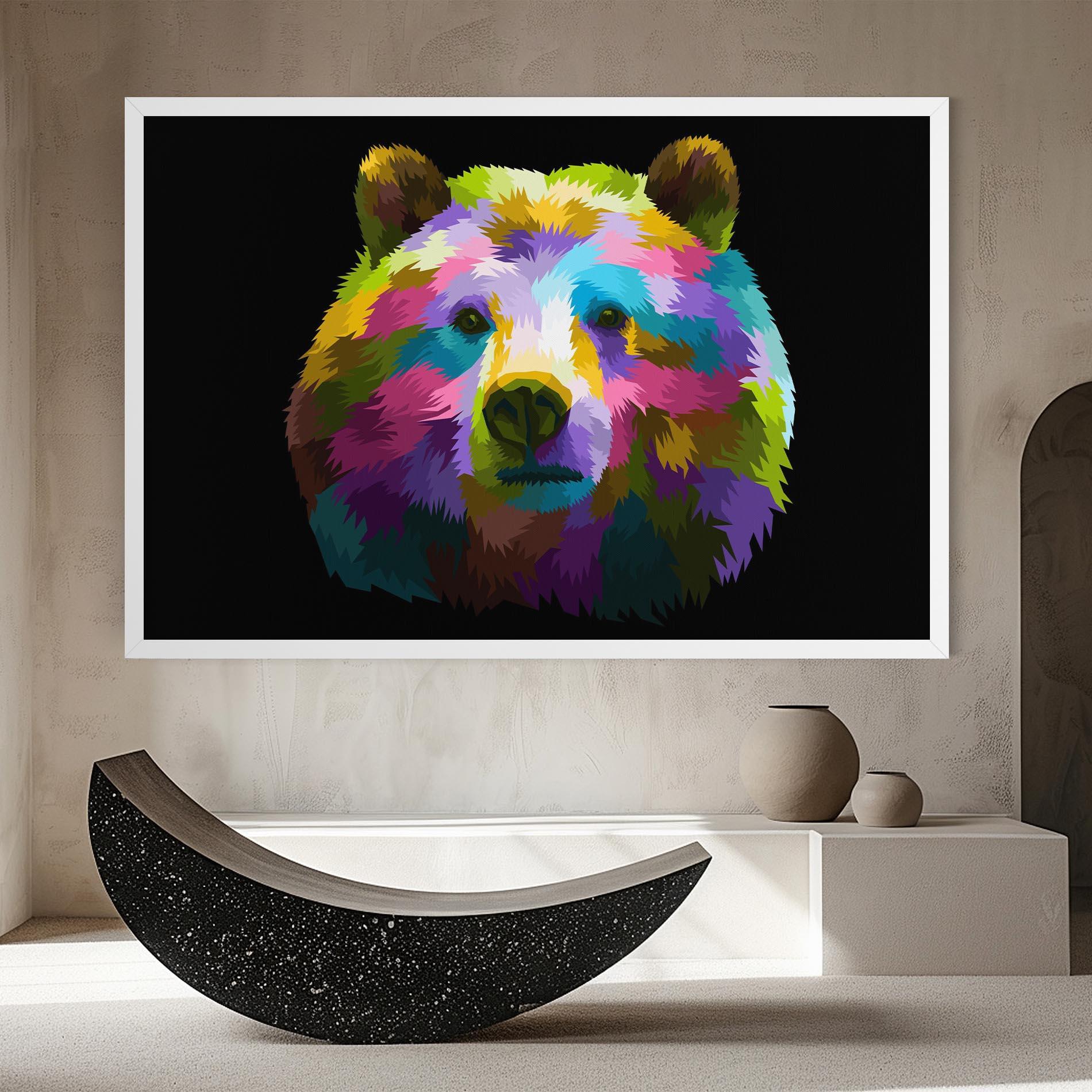 Картина на платно Colorful Bear Head mockup 8