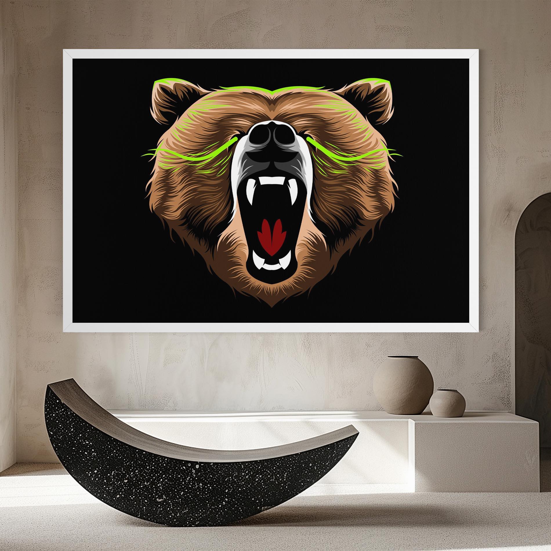Картина на платно Green Line Bear mockup 8