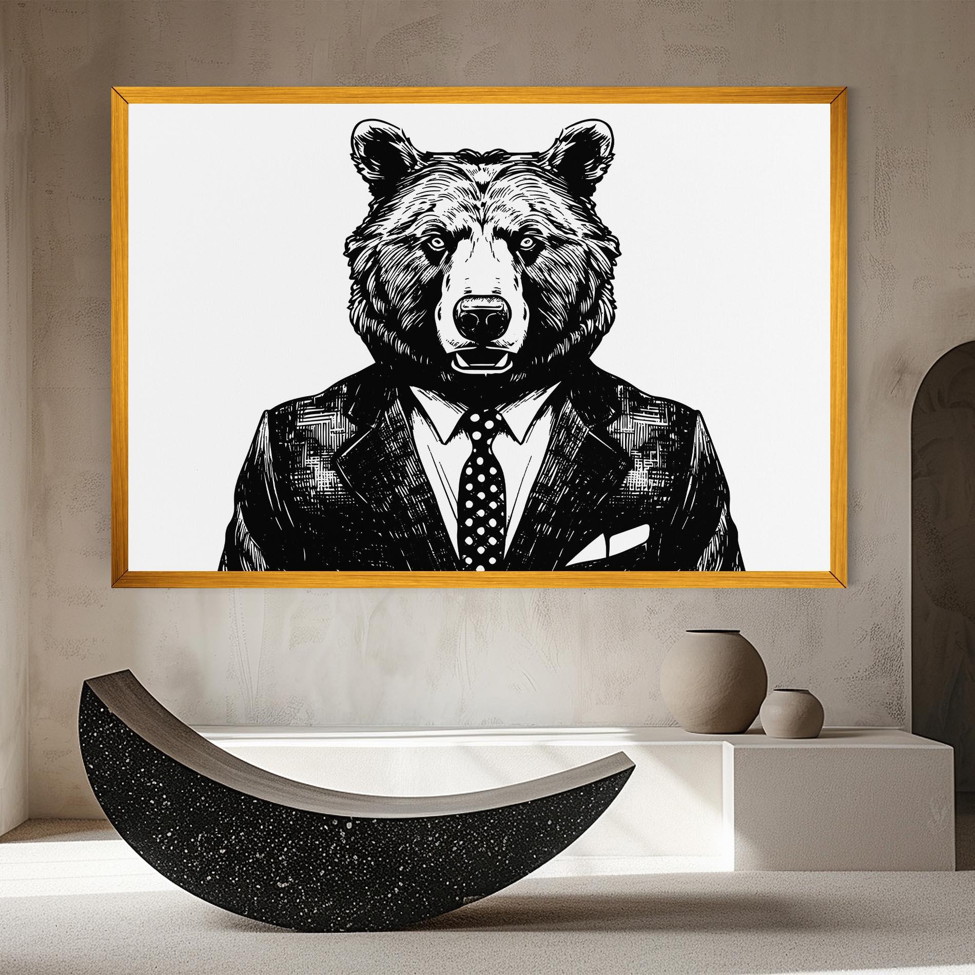 Картина на платно Bear In Suit mockup 8
