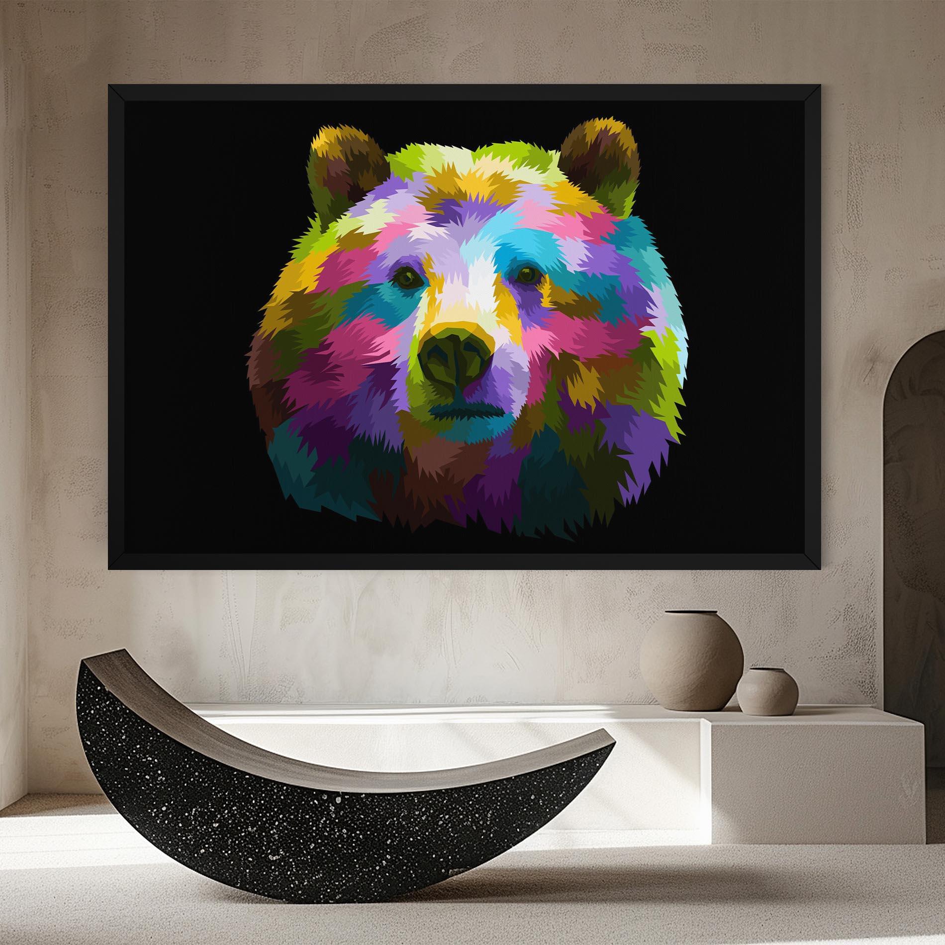 Картина на платно Colorful Bear Head mockup 8